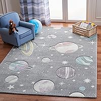 Safavieh Carousel Kids Rug 4x6 Grey Lavender - Non-Shedding Easy Clean Accent Rug for Playroom Nursery Bedroom (CRK103F)