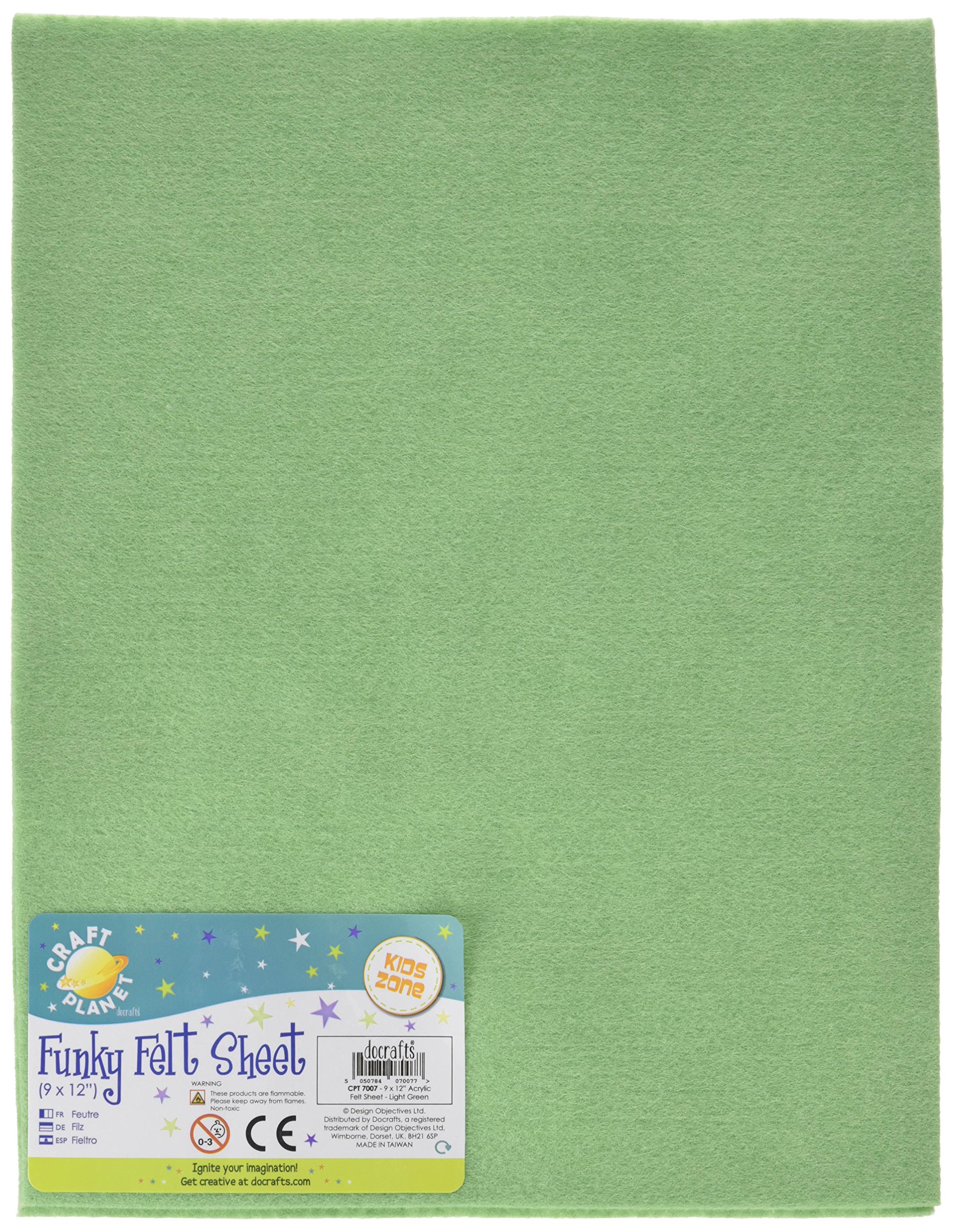 Craft Planet 9 x 12" Acrylic Felt, Light Green, Craft Sheets, Coloured Square, Crafting Fabric, Stick with Glue Adhesive Pritt Sticks, for Sewing, Patchwork, Crafts