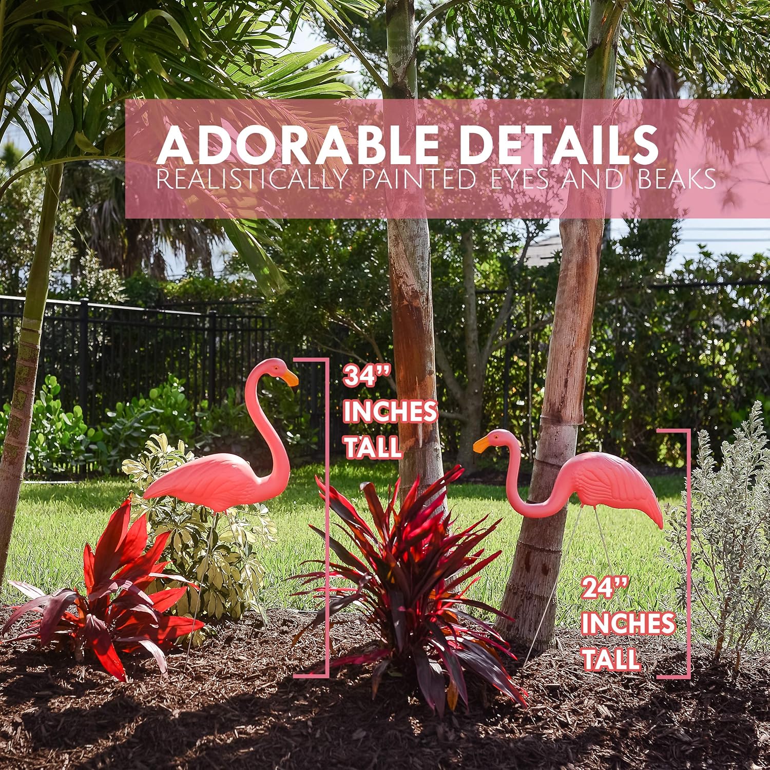 Galashield Pink Flamingo Yard Decorations Pack of 4 Flamingos Decor Ornaments for Outdoor Lawn and Garden