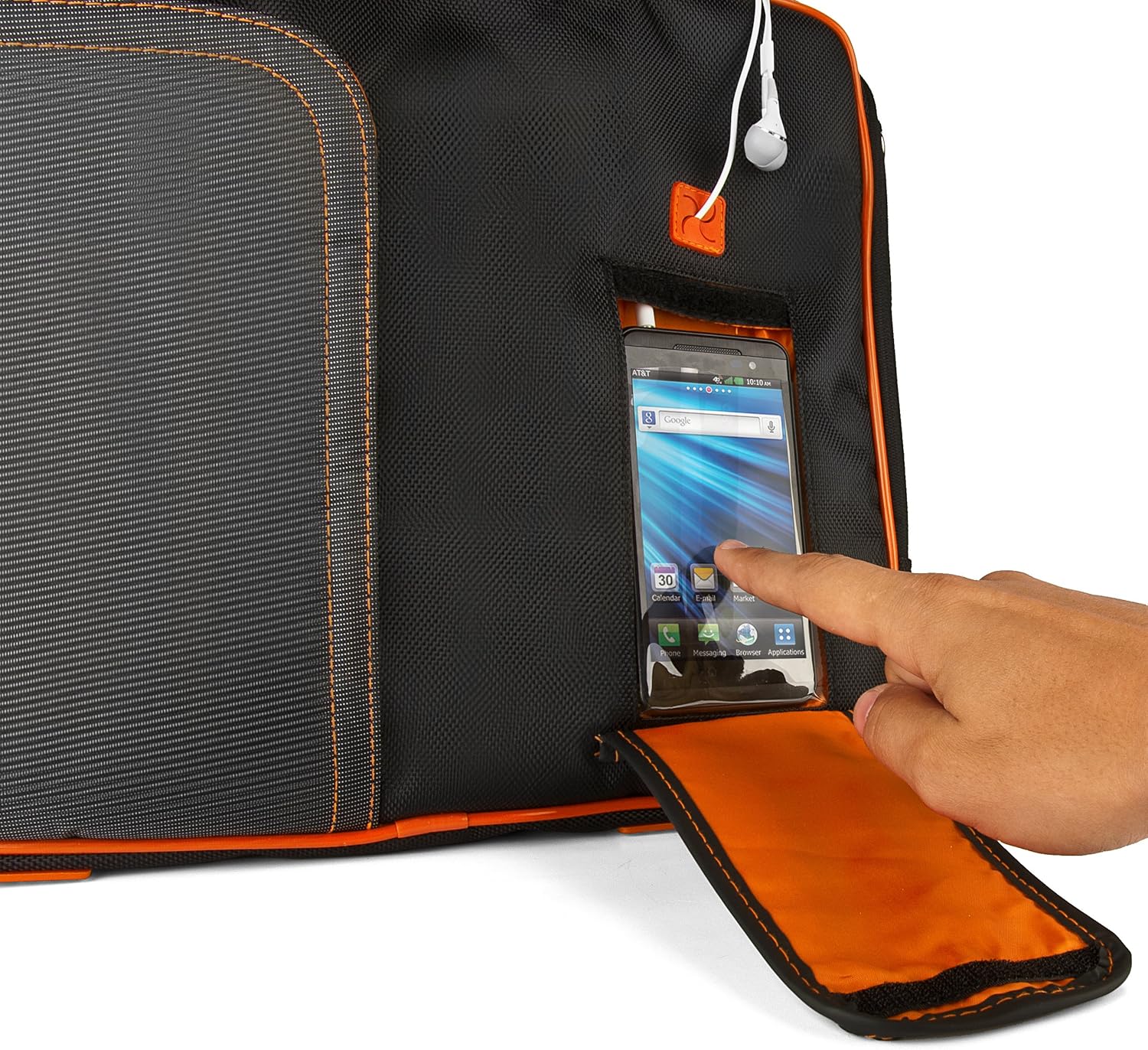 Vangoddy Pindar Sling – BLACK NEON ORANGE Pro Deluxe Shoulder Messenger Carrying Bag for Yoga 2 11' inch Windows Laptop