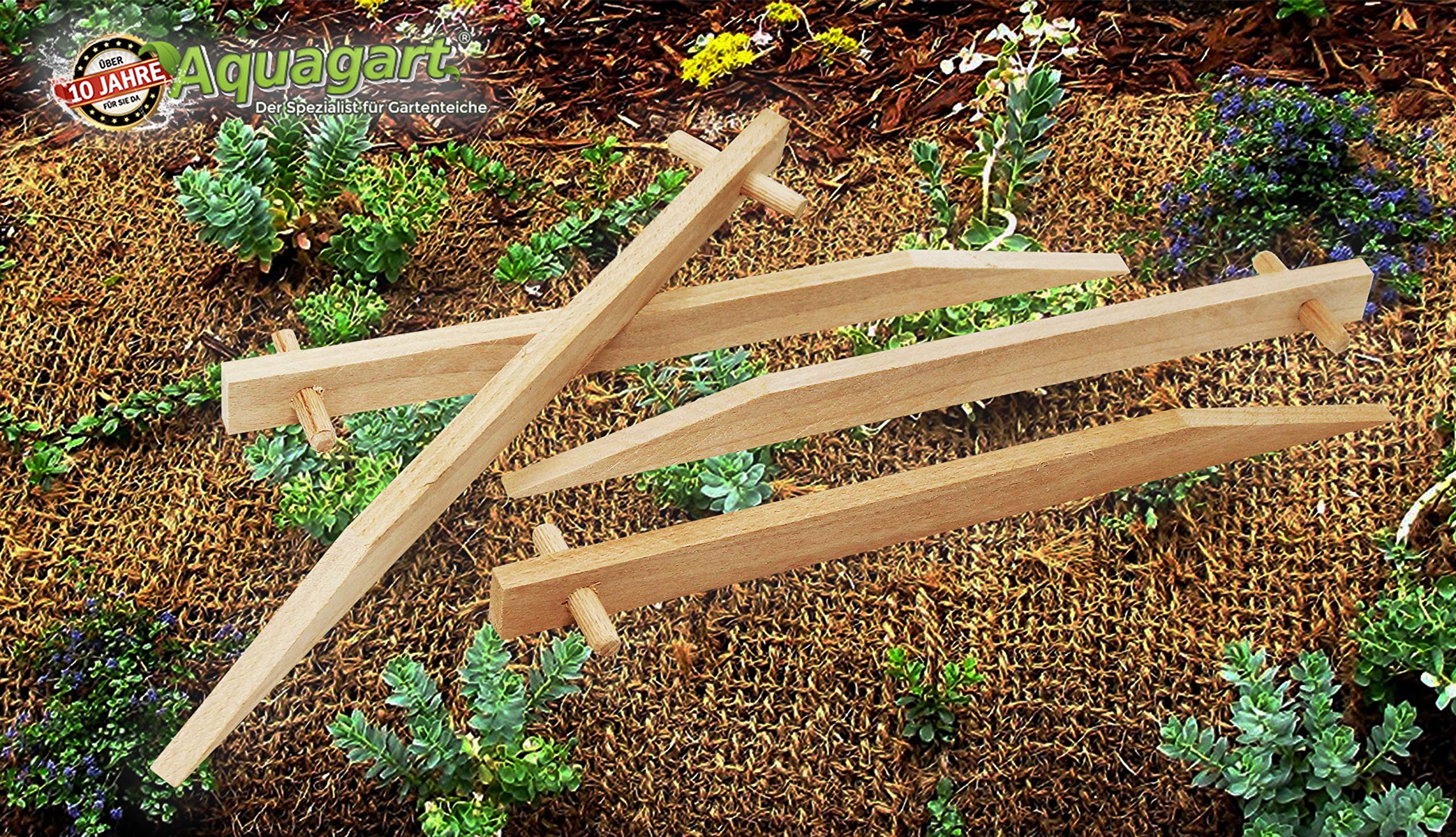 Aquagart Erdanker aus Buchenholz I Holz Bodenanker Holzpﬂock für Jute-Gewebe Böschungsmatte Ufermatte Kokos-Gewebematte I Befestigungspﬂöcke Länge 30 cm I Holzanker mit Querdübel (30)