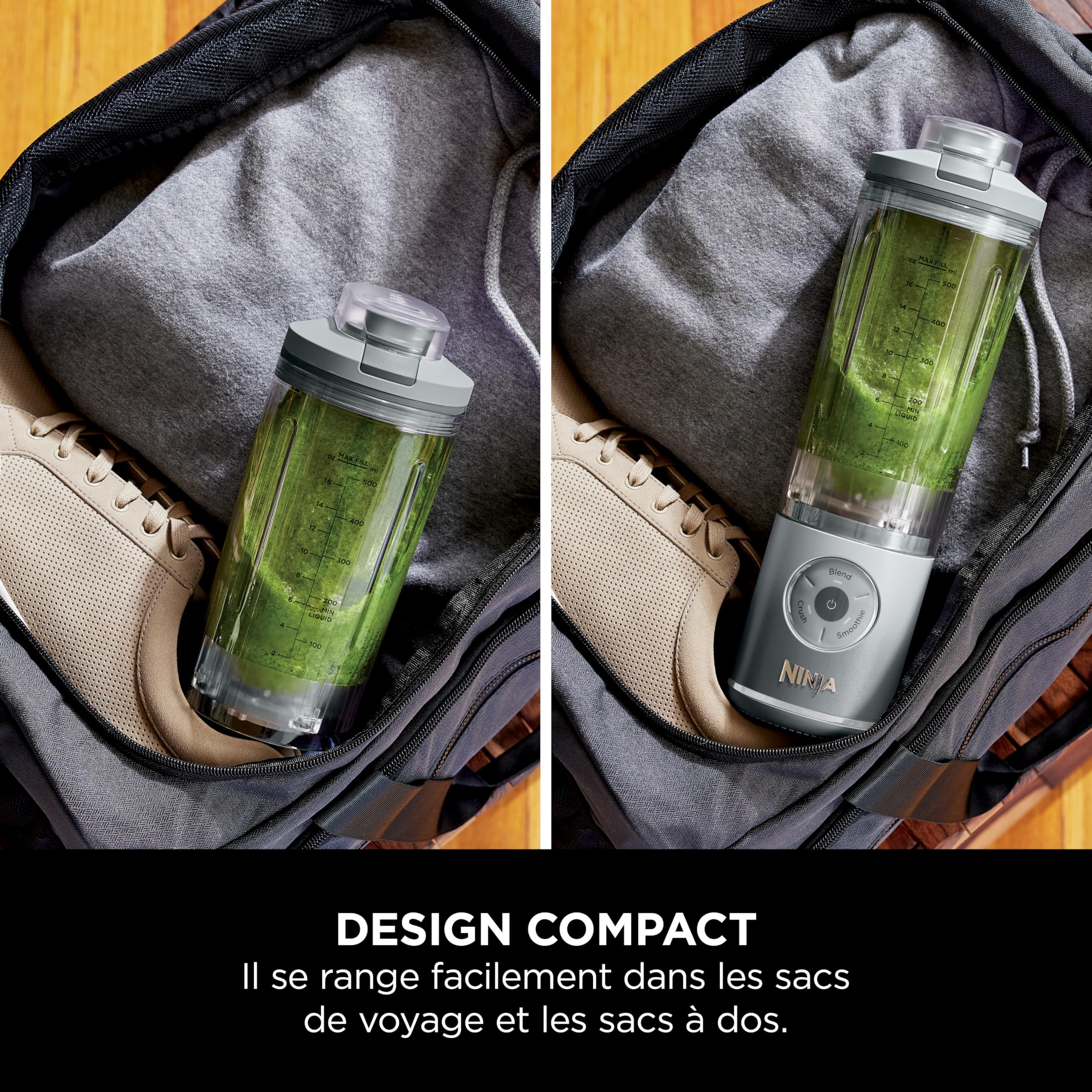 Ninja Blast Max, Duo Pack Blender portable, 2x Capacité de 570 ml, Rechargeable, 3 modes: crush, smoothie & manual, Facile à transporter, Lavable au lave-vaisselle, 1x Lavender + 1x Argent BC251EULS