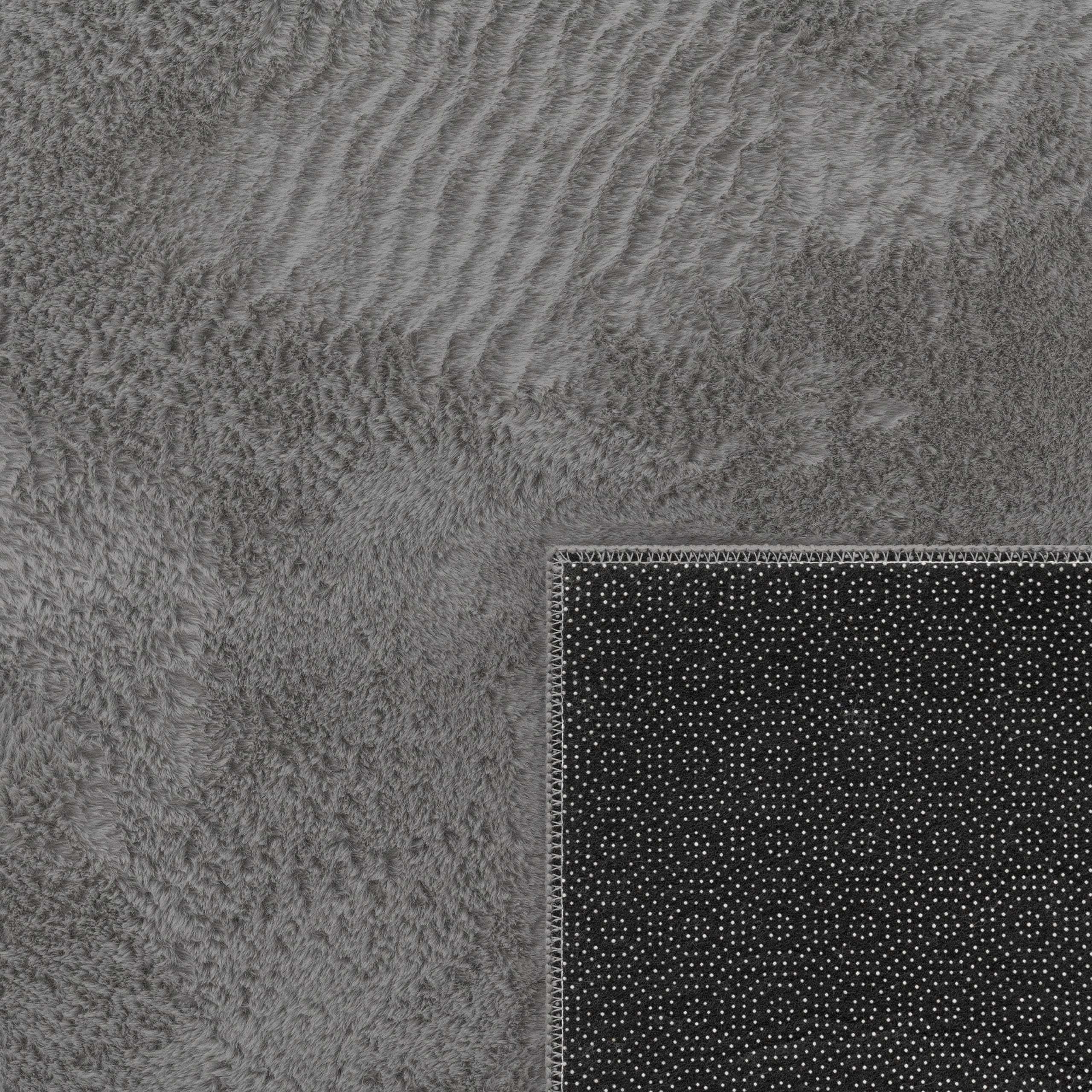 CARPETIA Kurzflor Teppich Felloptik Anthrazit mit Schimmer 80x300 cm | Samtweich, pflegeleicht, strapazierfähig und saugrobotergeeignet, OEKO-TEX geprüft, anthrazitfarbene Felloptik mit Schimmer