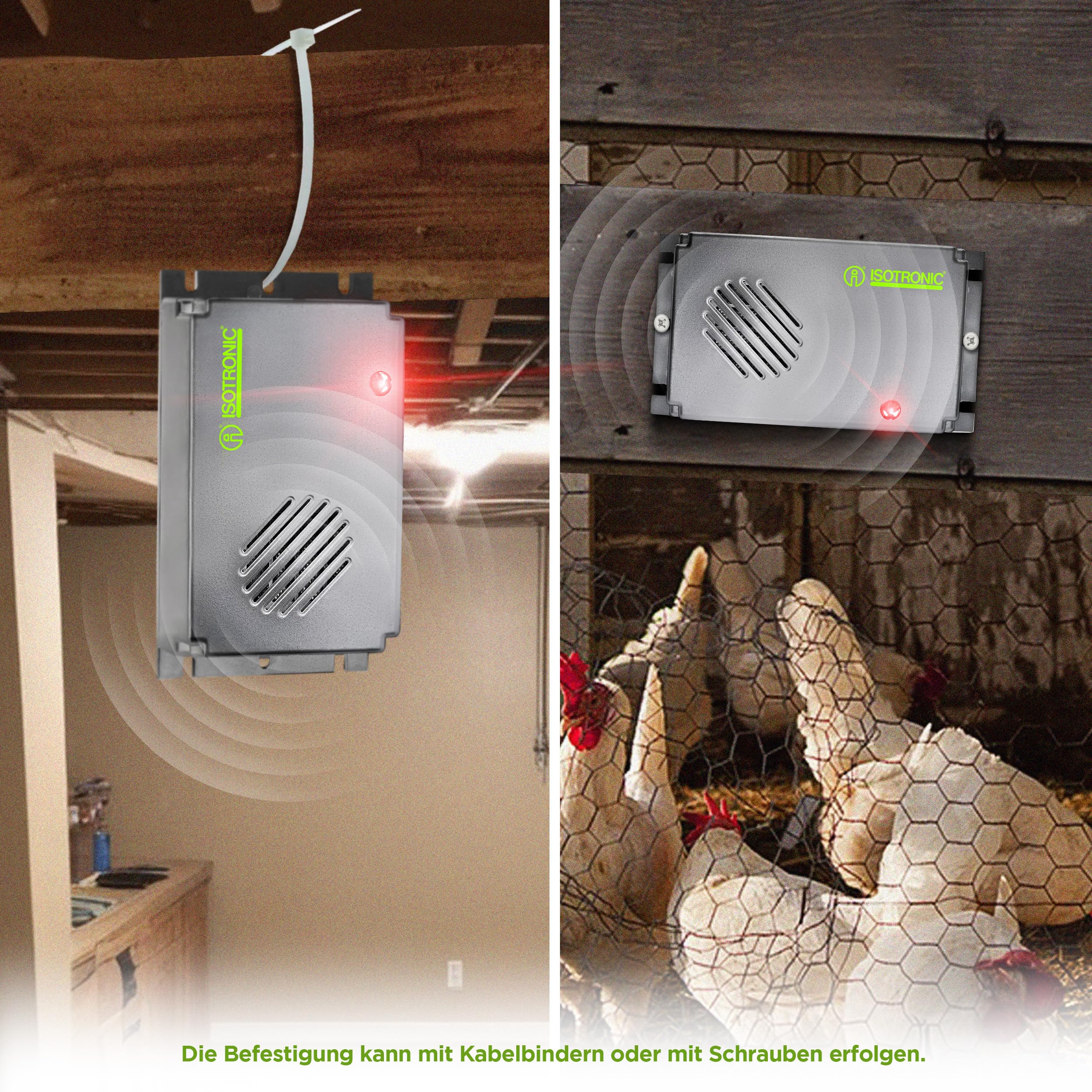 ISOTRONIC Ultraschall Mäuseabwehr zum Mäuse & Ratten vertreiben – Schädlingsvertreiber für Dachboden, Keller, Garage & Garten – Mäuseschreck ohne Gift & Mausefalle – 40m² Wirkungsbereich (3 Stück)