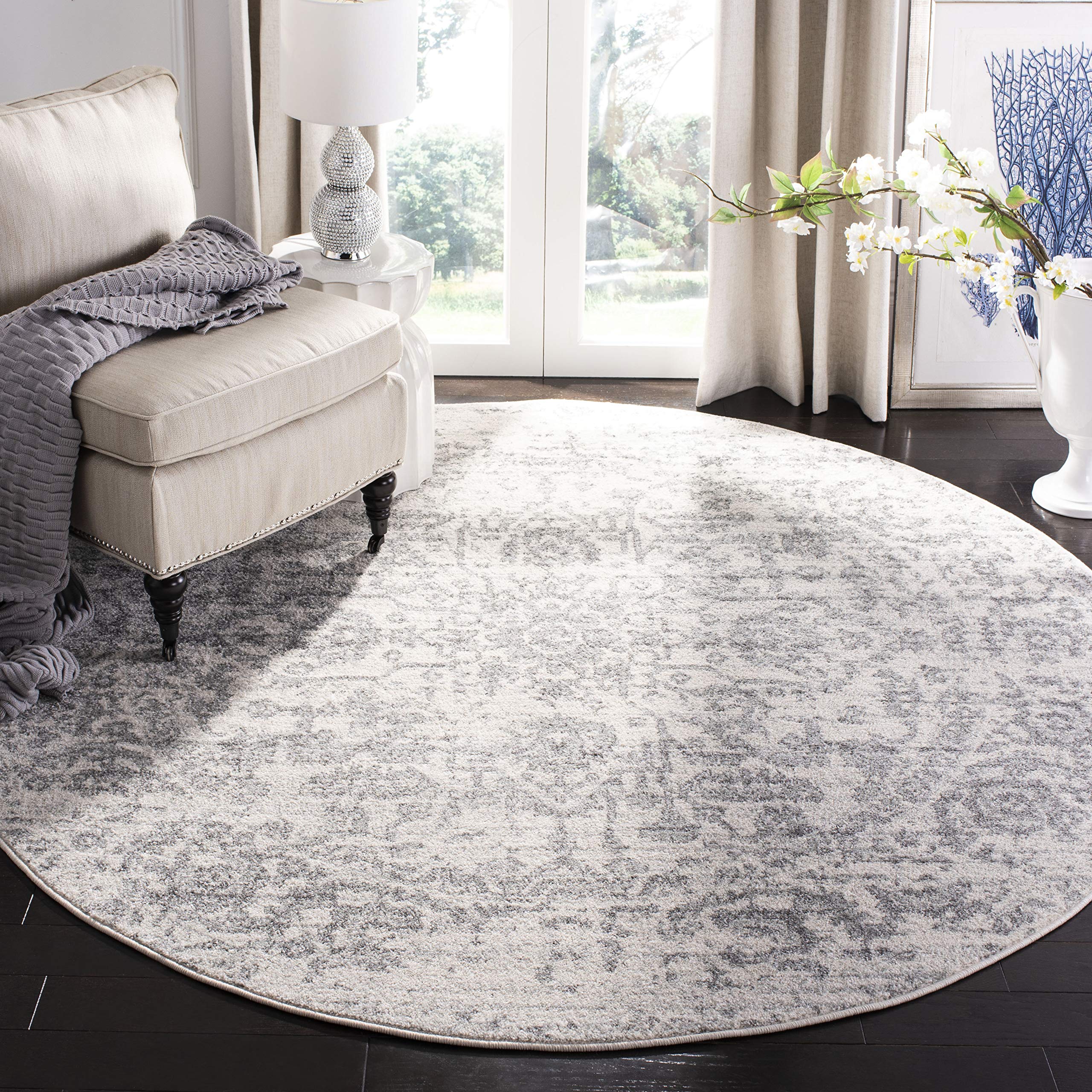 SAFAVIEH Teppich 'Madison' – Vintage-Look, Kurzflor, Creme & Marineblau, 201x279 Cm