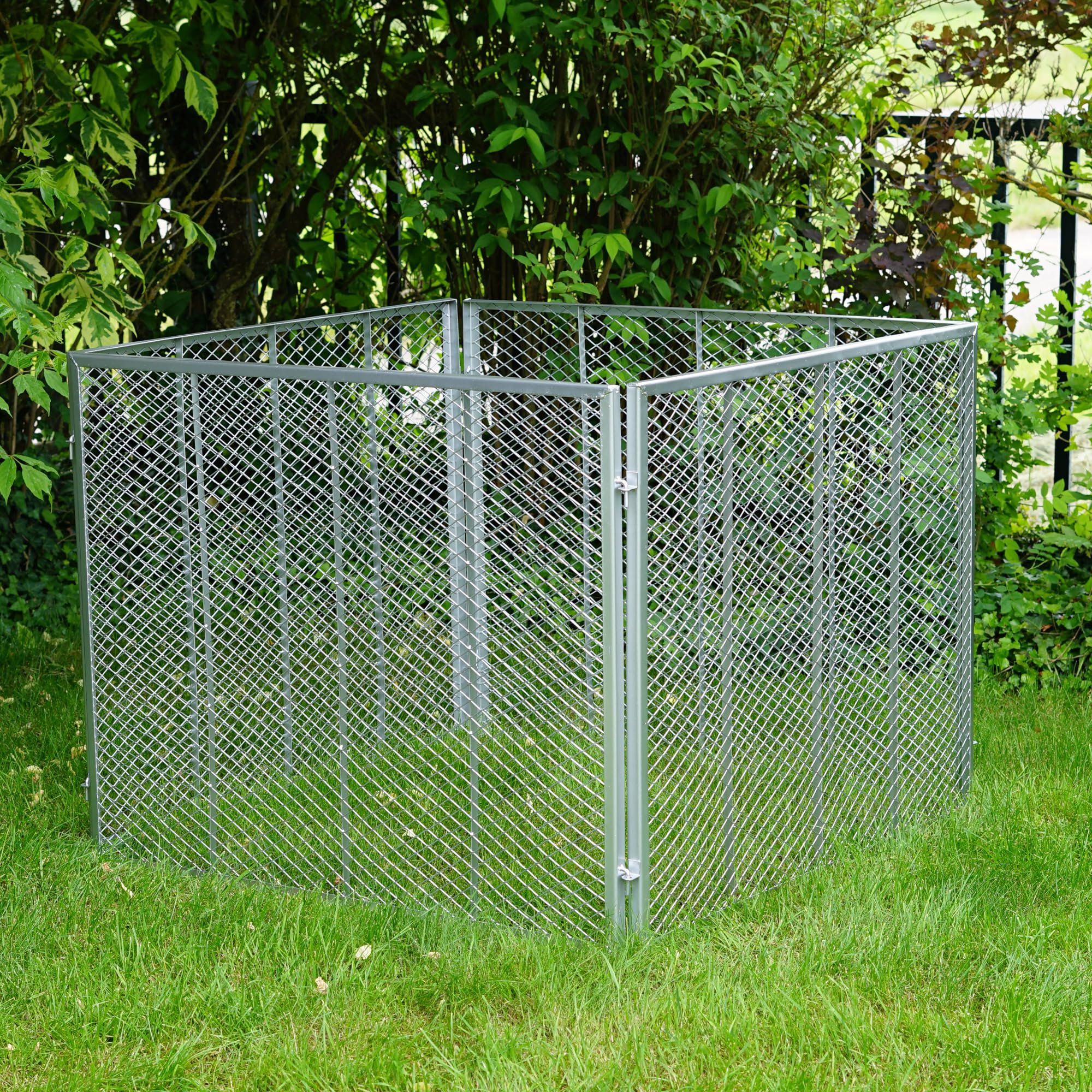 NATIV Garten Komposter 100x100x75 cm mit Bodengitter, Metallkomposter mit 750 Liter Volumen, Drahtkomposter für eigenen Kompost, Metall Komposter als Kompostsieb nutzbar, Kompostierer für Komposterde