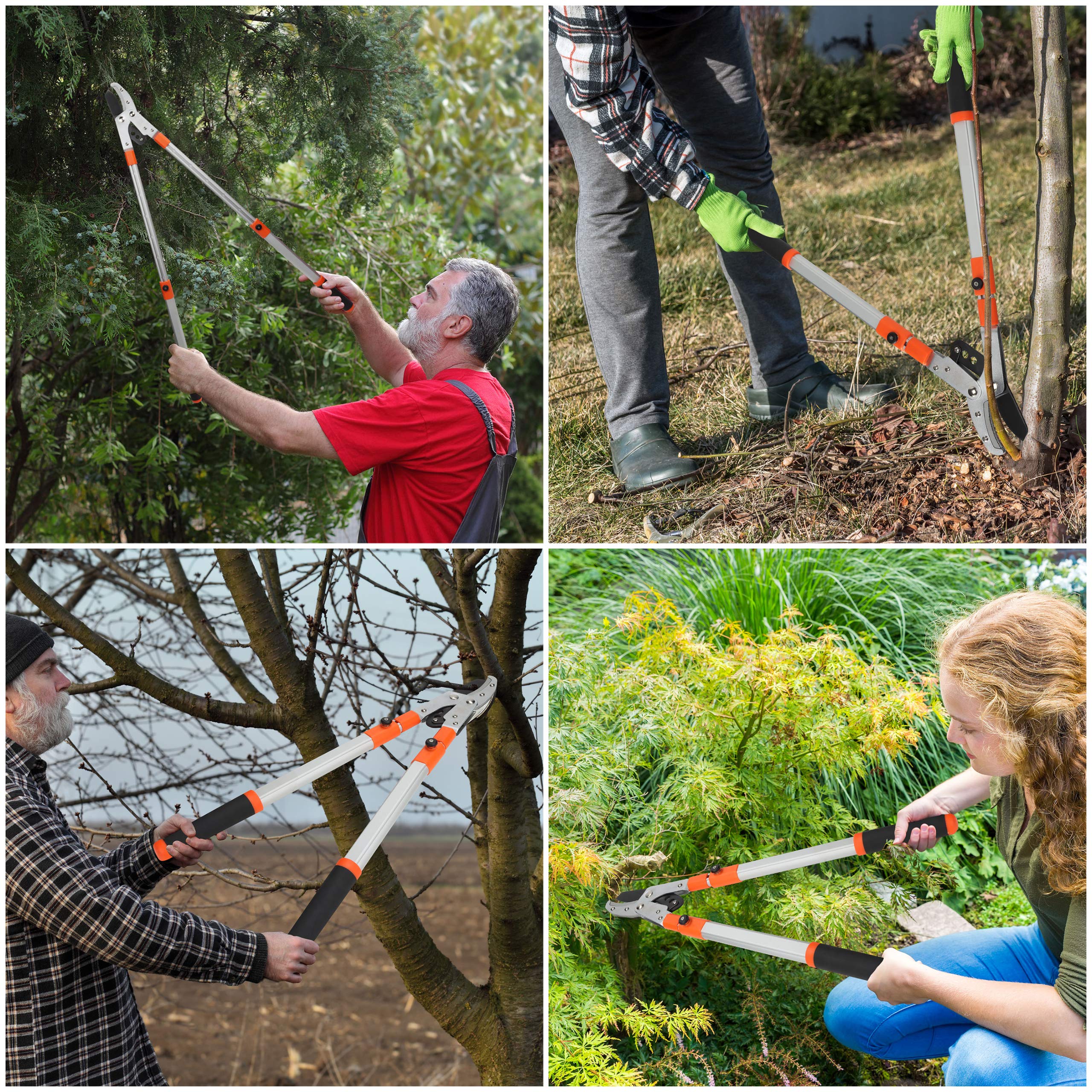 Kurtzy Cesoia Troncarami Telescopico a Incudine 67-100 cm Professionale per Alberi e Rami Spessi da Giardino