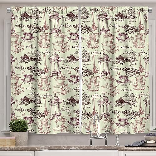 Miniatura 14 de Ambesonne - Cortinas de flores para la cocina, girasoles de verano en acuarela con tonos pastel suaves y pétalos grandes, juego de 2 cortinas para