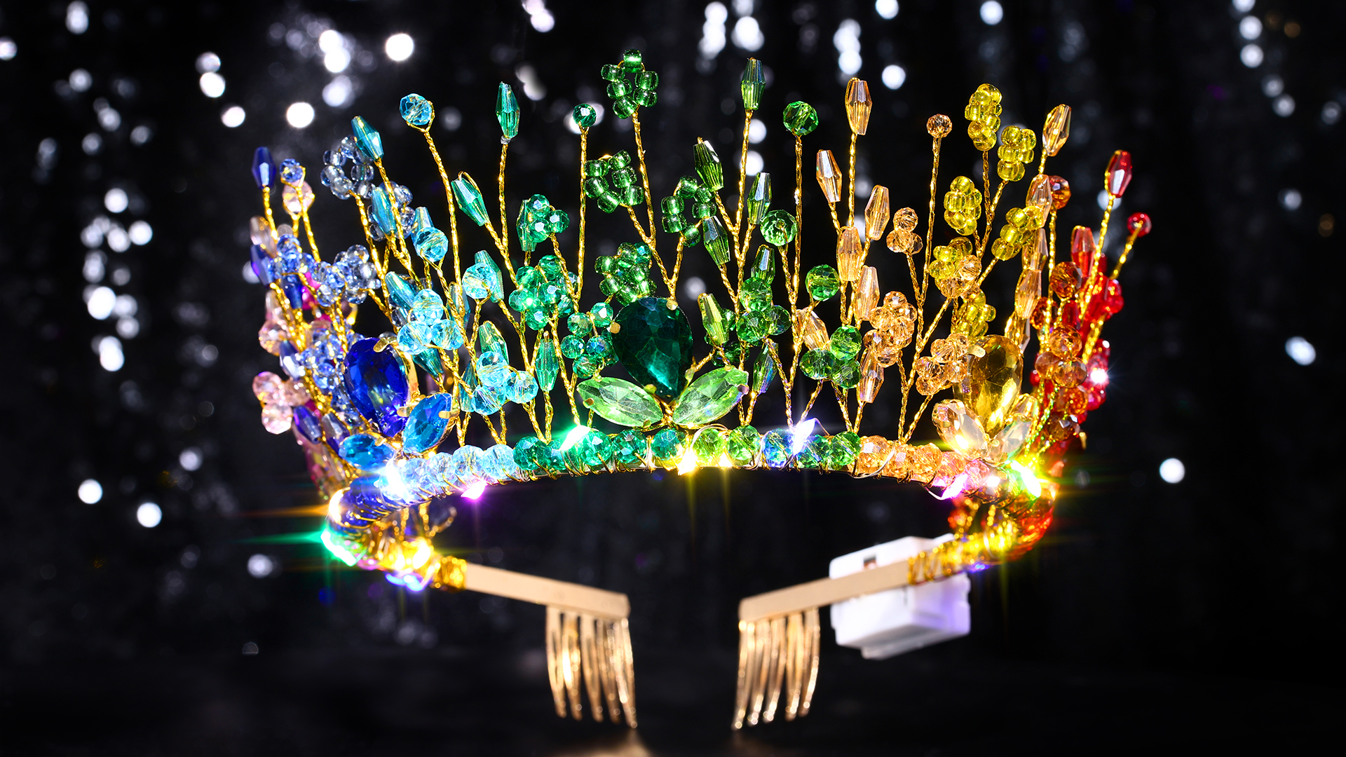 Amazon.com: Woeoe Light Up Crystal Headband Colorful Beads Crown