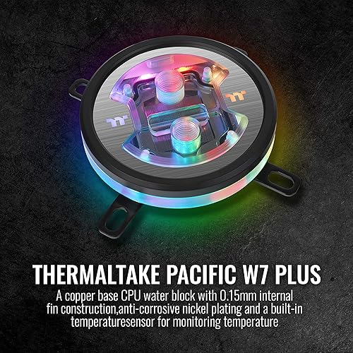 Miniatura 8 de Thermaltake Pacific SW1 Plus Bloque de agua para CPU, sensor de temperatura, compatible con LGA 1700  AM5, 12 LED direccionables, control de