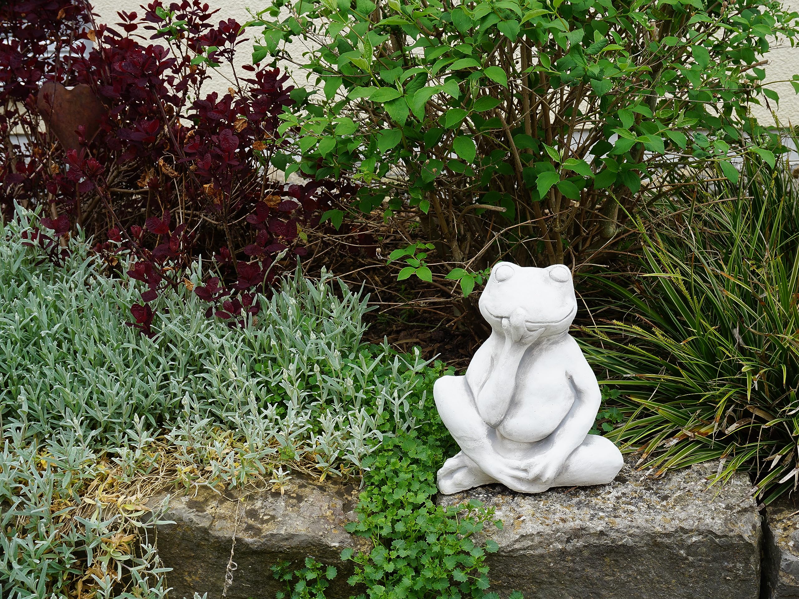 gartendekoparadies.de Masywna figurka kamienna, zabawna żaba, ropucha, wysokość 28 cm, 13 x 23 cm, szara, 8 kg, z odlewu kamiennego, odporna na mróz