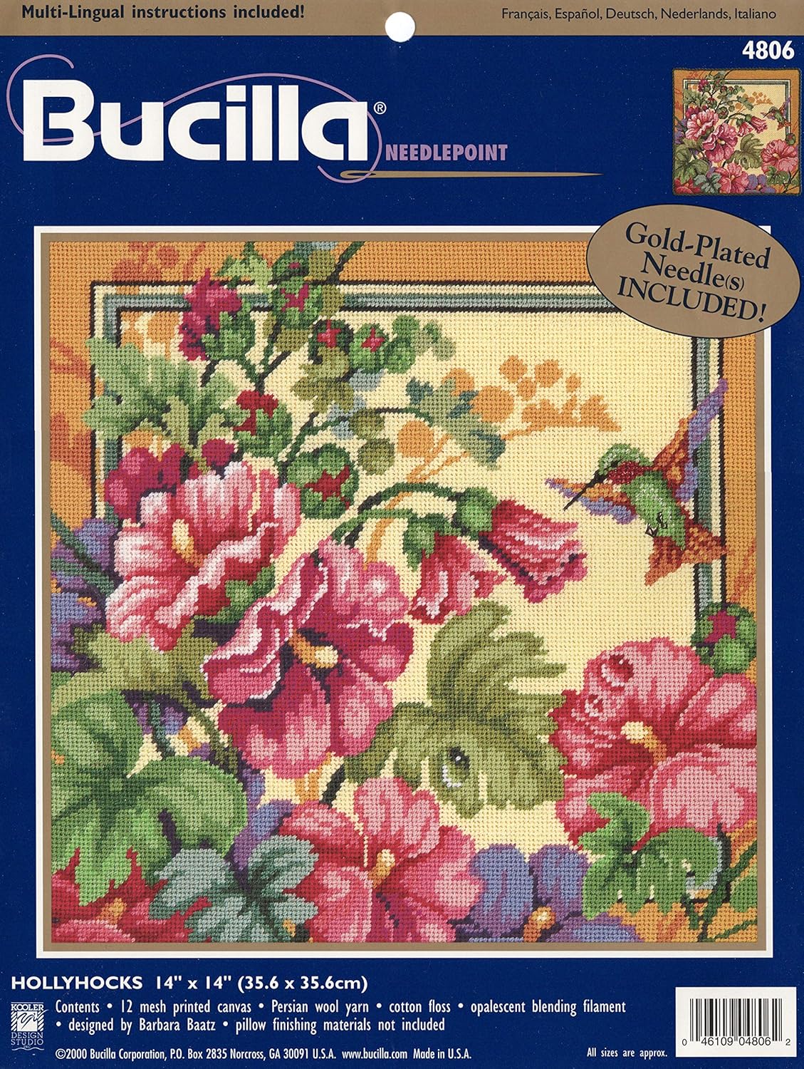 Bucilla - Hollyhocks - Needlepoint Pillow or Picture Kit 4806