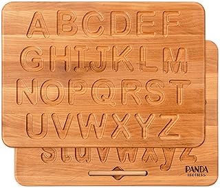 Wooden Alphabet Tracing Board - Wooden Montessori Toys for 3 4 5 Year Old Kids, Educational Toy for Kids, Reversible Uppercase and Lowercase Letters, Fine Motor Skills Toys, STEM Toys