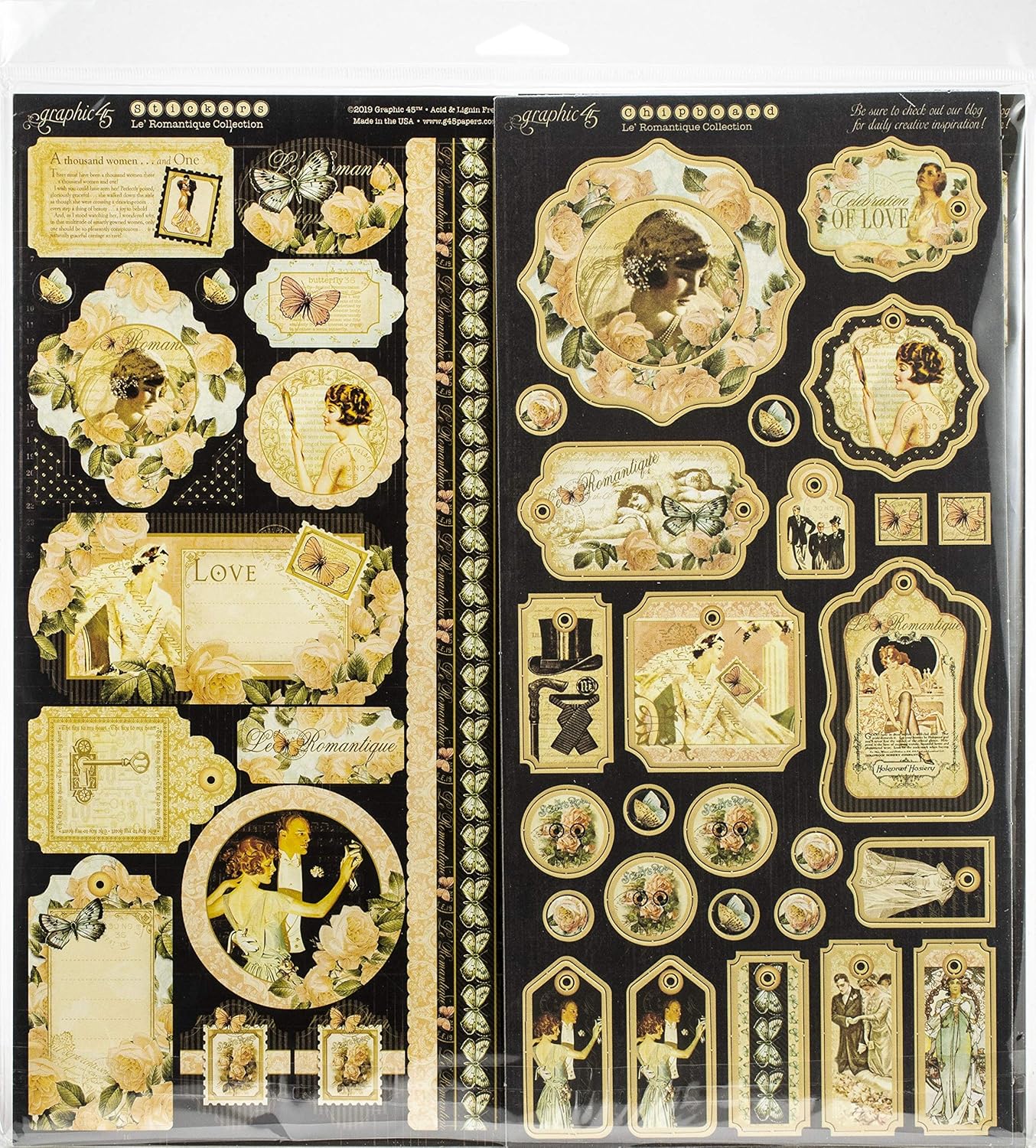 Graphic 45 Deluxe Collector's Edition Pack 12"X12"-Le Romantique, Multicolor