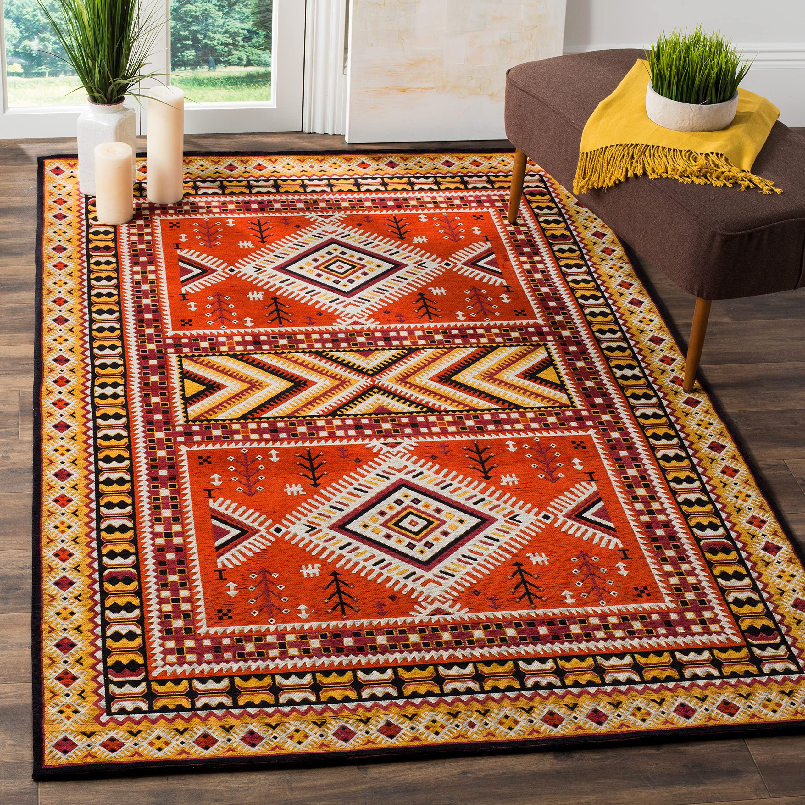 Safavieh Classic Vintage Collection CLV511D Oriental Cotton Area Rug, 5' x 8', Orange / Gold
