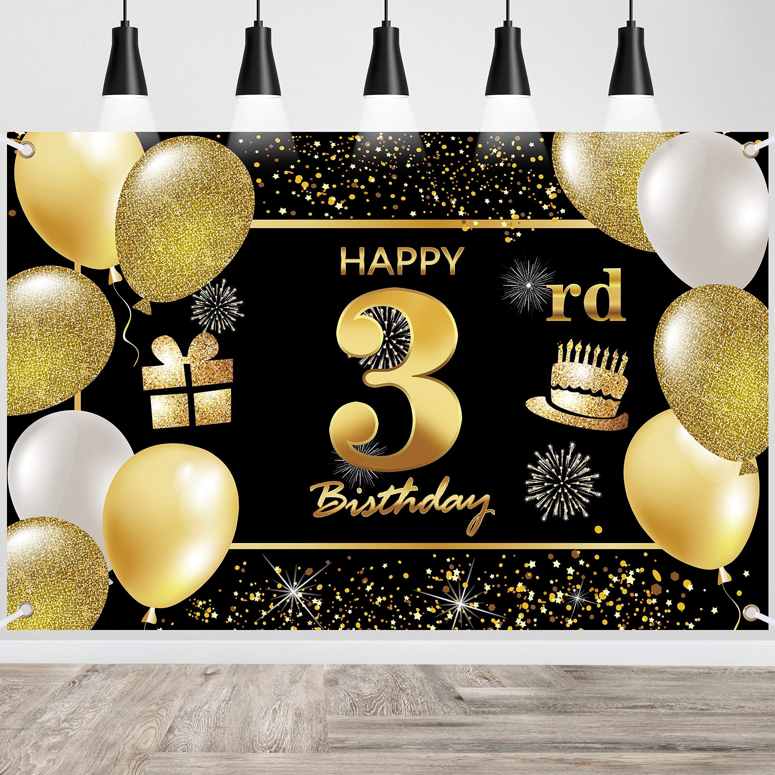 3rd Happy Birthday Banner IMISI Birthday Decorations Birthday Backdrop Decorations for a Party