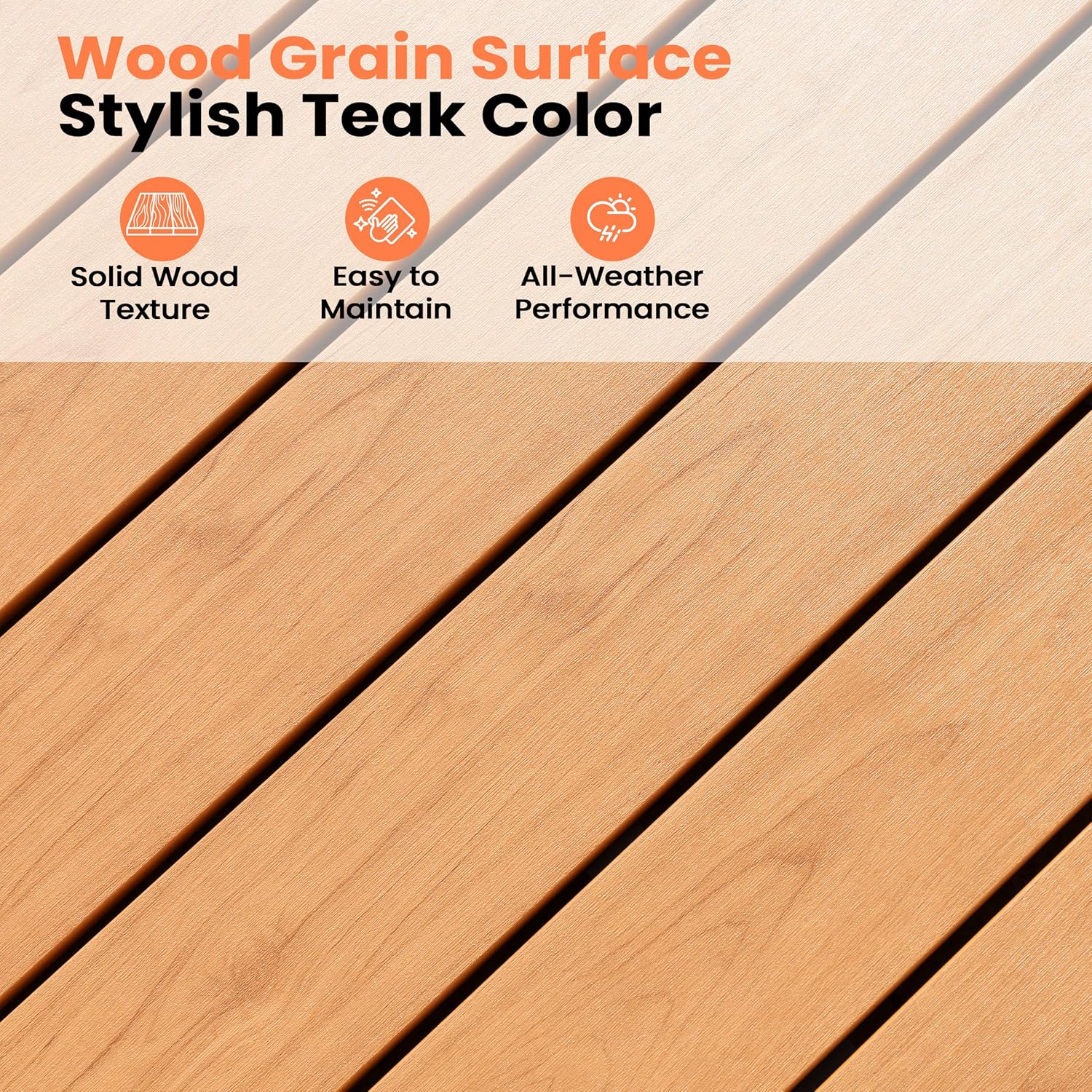 Pellebant 94" Outdoor Dining Table for 8-10, 8ft Aluminum Patio Table with Umbrella Hole, Weather Resistant Teak Wood Grain Tabletop and Sturdy Frame for Deck, Porch, Backyard