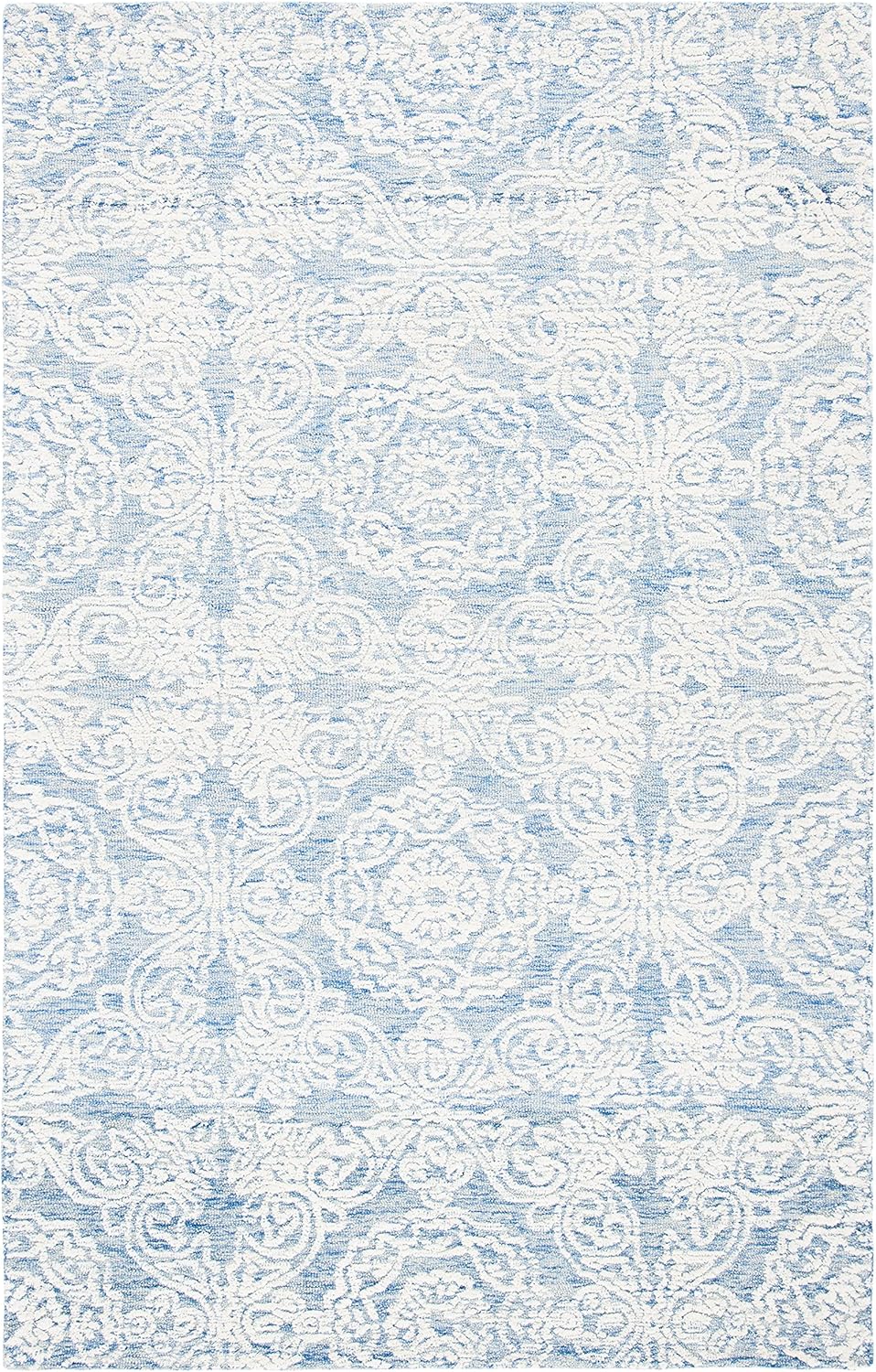 Blue and Ivory 6' x 9' Hand-Tufted Wool Area Rug