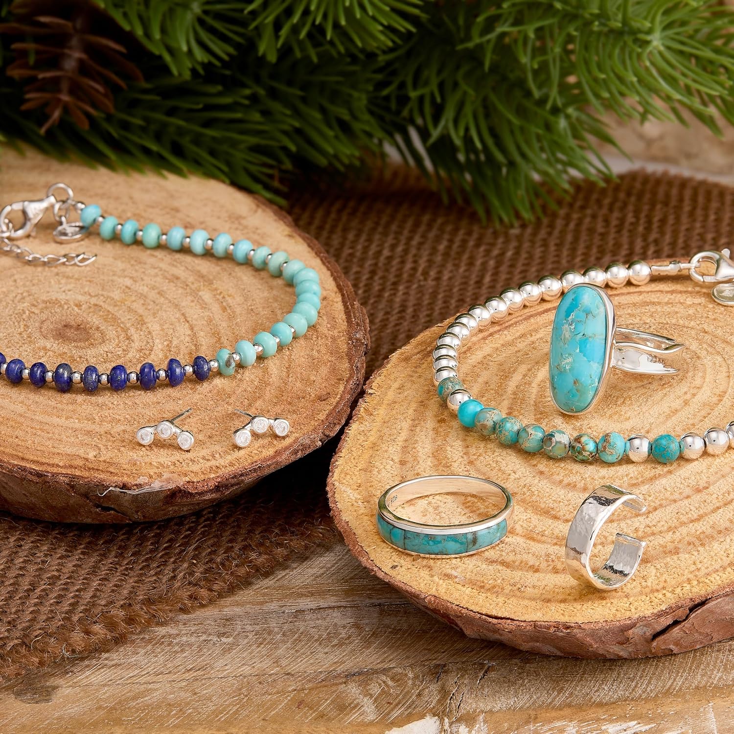 Silpada 'Fun Delight’ Sterling Silver Jasper and Hematite Bead Bracelet, 7.5” (4mm)