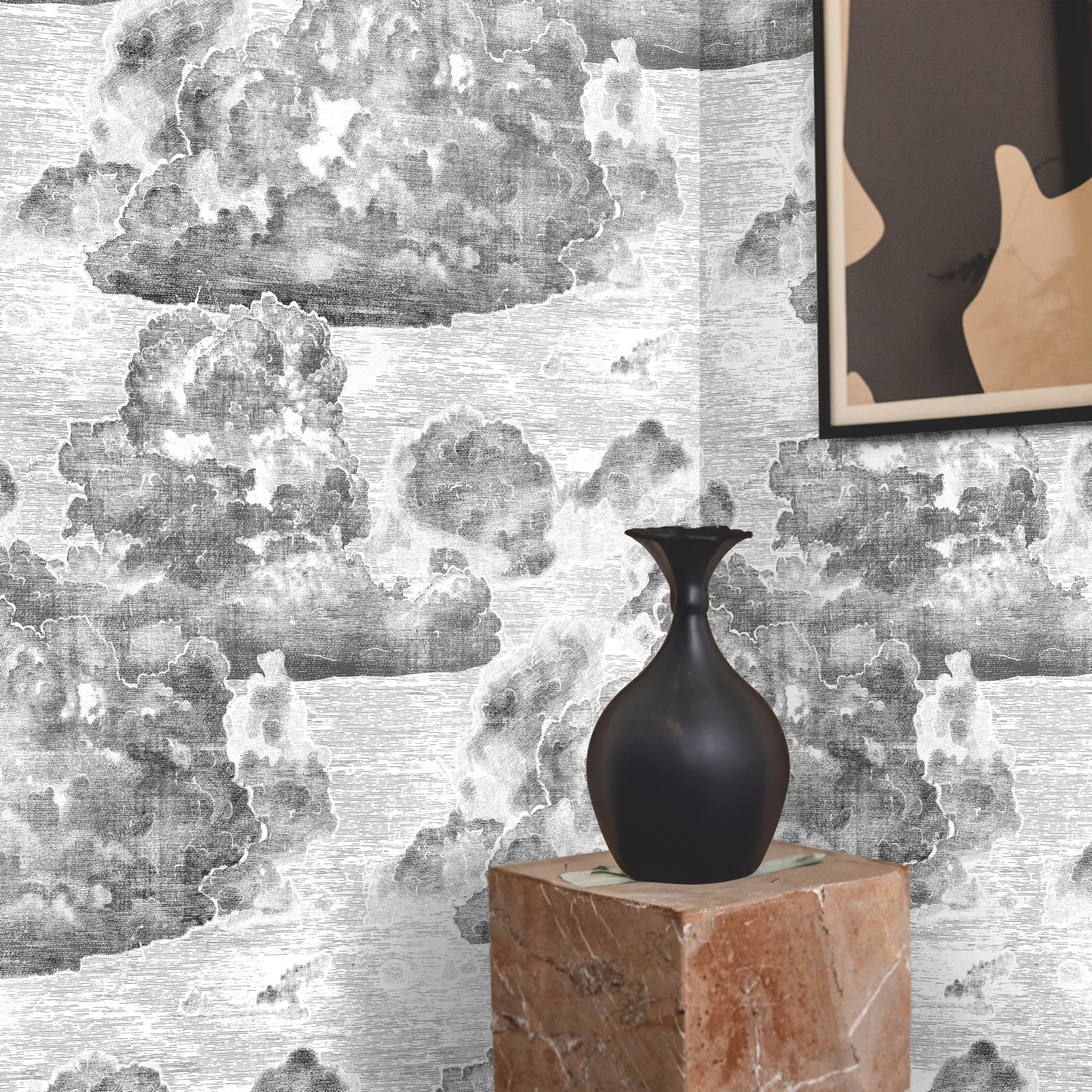 W4B Papier peint Nuage gris Papier écologique (sans solvant) Facile à appliquer, 8 feuilles de 70 x 100 cm (5,5 m²) Maison, décoration et rééducation.