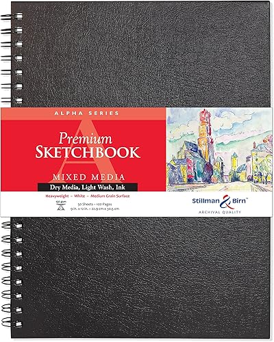 Stillman & Birn Alpha Series - Cuaderno de bocetos encuadernado con alambre, 9 x 12 pulgadas, 5.29 ozm (pesado), papel blanco, superficie de grano