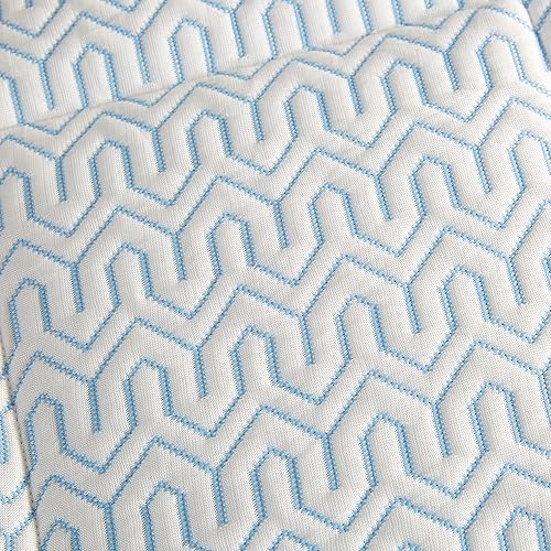 Miniatura 4 de Puredown almohadilla de colchón Topper, azul y blanco, Tela Jacquard Premium seda de hielo de refrigeración para verano, gemelo