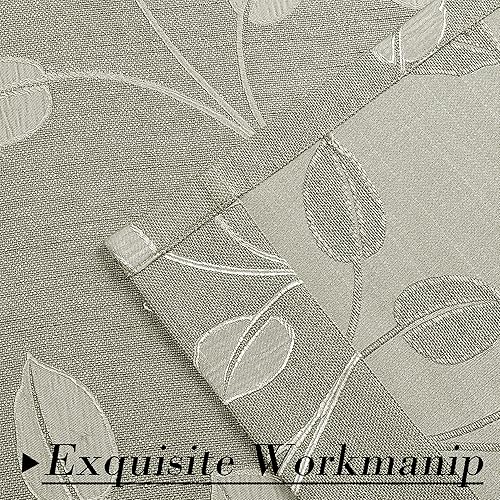 Miniatura 3 de WEST LAKE Cortina jacquard de hojas blancas tostadas caqui, 2 paneles de lino pesado texturizado para oscurecer la habitación con patrón de ramas y