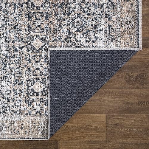 Miniatura 7 de Bloom Rugs Alfombra Caria lavable, antideslizante, de 8 x 10 pies, color azul oscuro y tostado, alfombra tradicional para sala de estar, dormitorio,