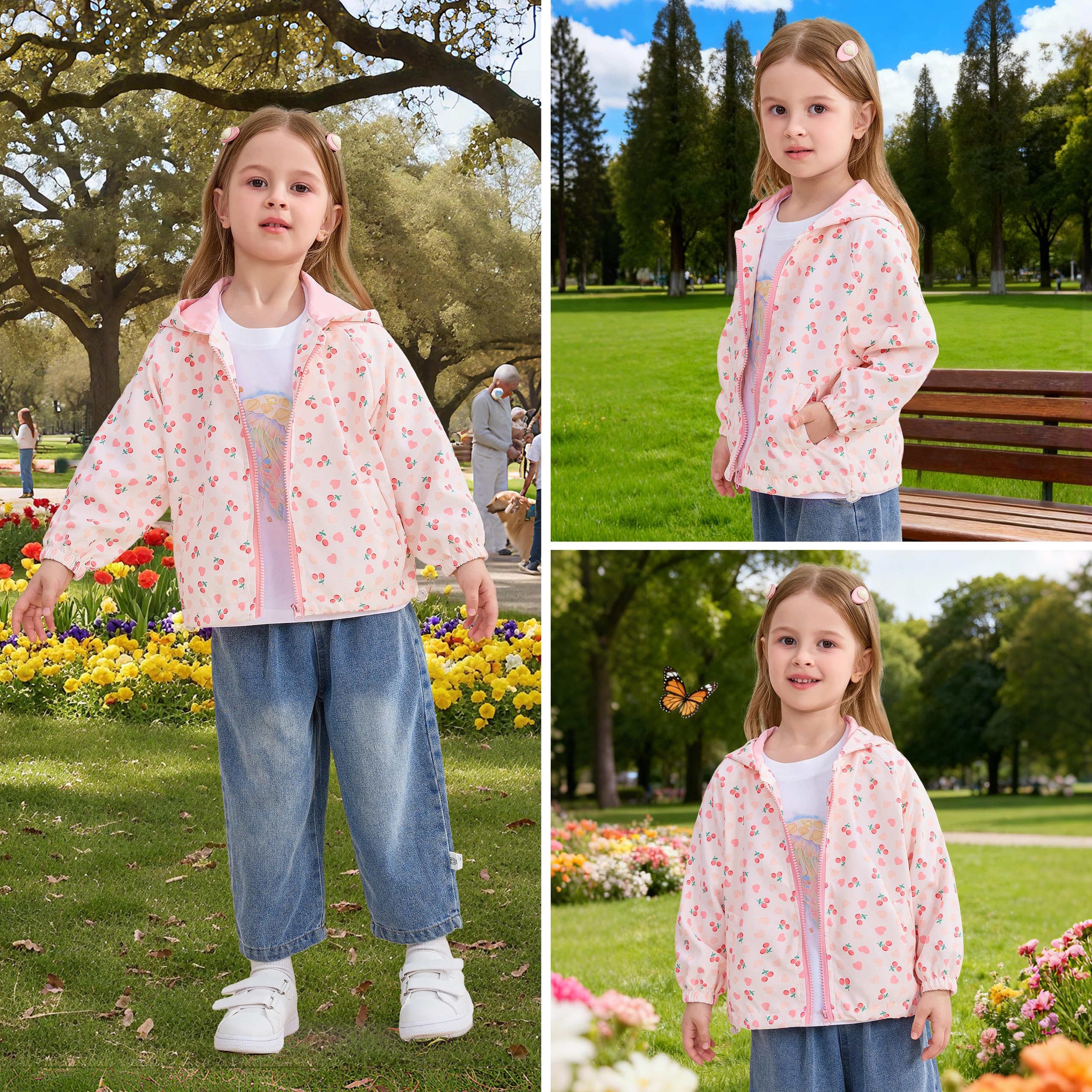 Miipat Veste à Capuche pour Filles Coupe-Vent Manteau de Léger Lâche Blousons Fille avec Poche Manches Longues Enfant Vêtements pour Fille