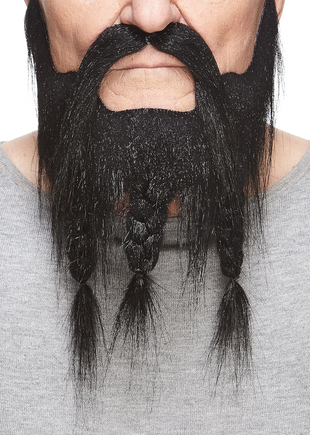 Mustaches Self Adhesive, Novelty, Braided, Captain Fake Beard and Fake Mustache, False Facial Hair, Costume Accessory for Adults, Black Color