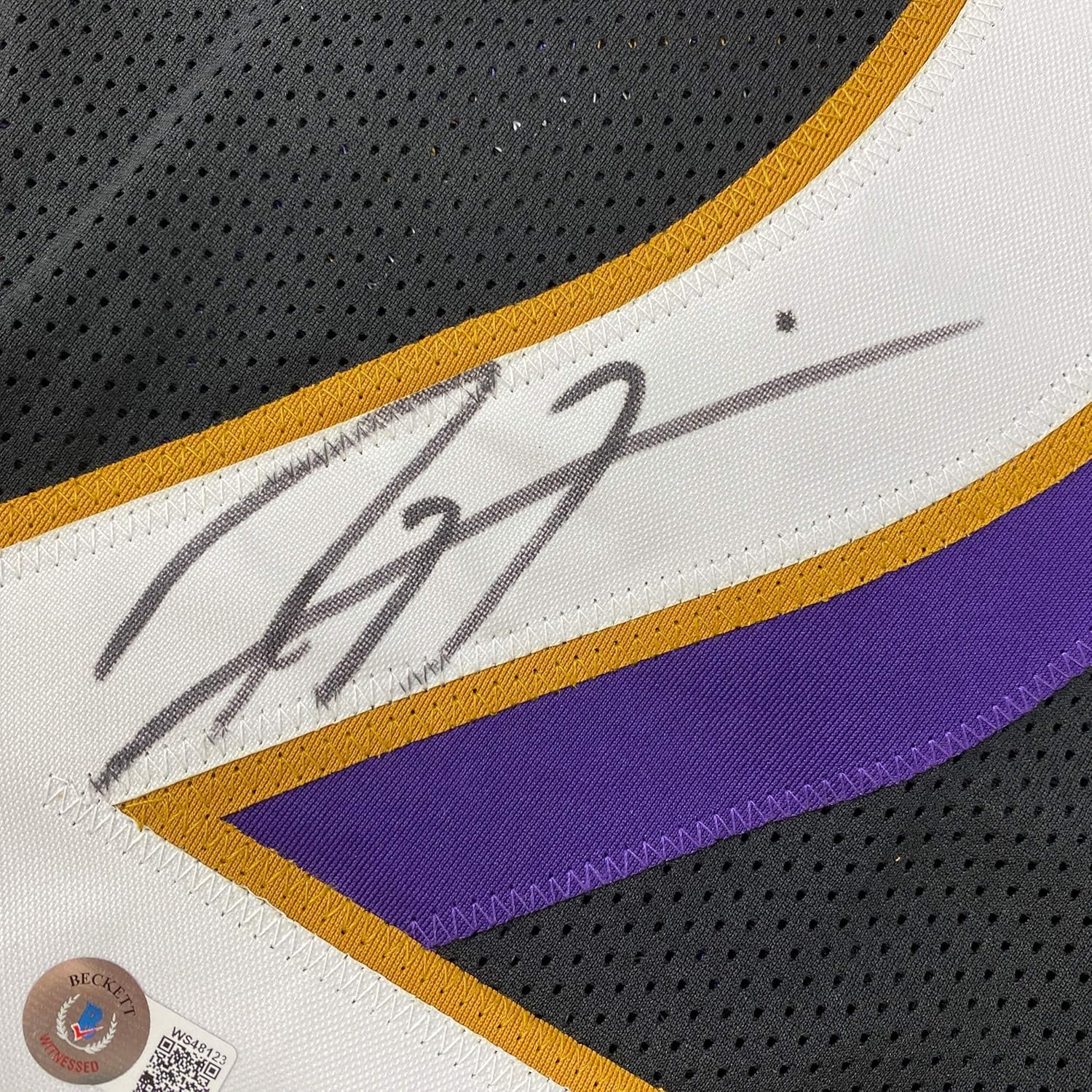 Autographed/Signed Ray Lewis Baltimore Black Stat Football Jersey Beckett BAS COA