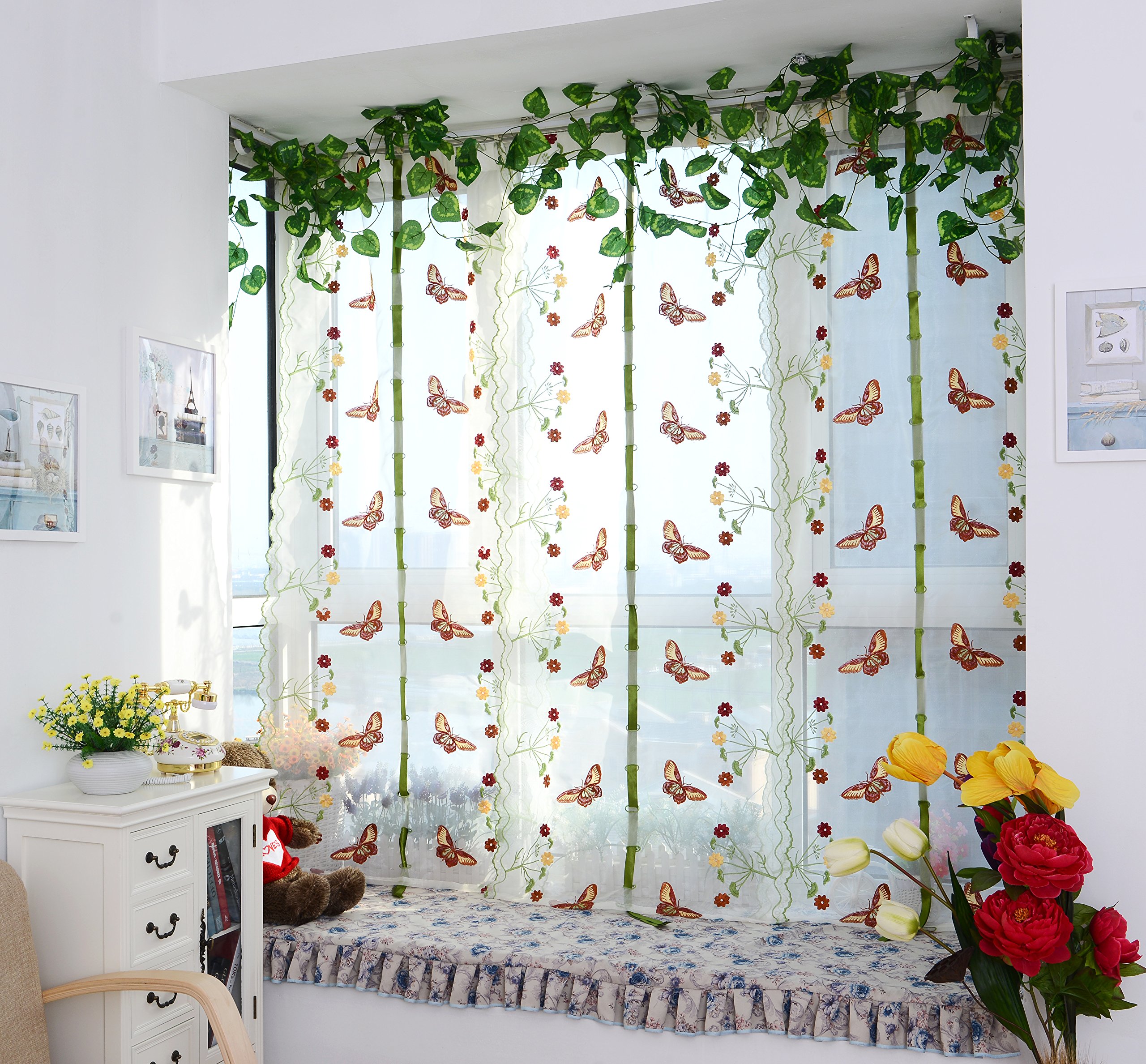 Butterfly Embroidered Curtains Curtains & Drapes