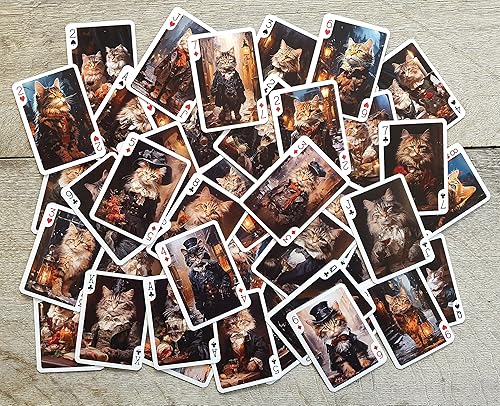 Miniatura 4 de Gatos victorianos que juegan a las cartas (baraja de póquer 54 cartas todas diferentes) Gatos guapos en trajes victorianos y sombreros lindos gatos