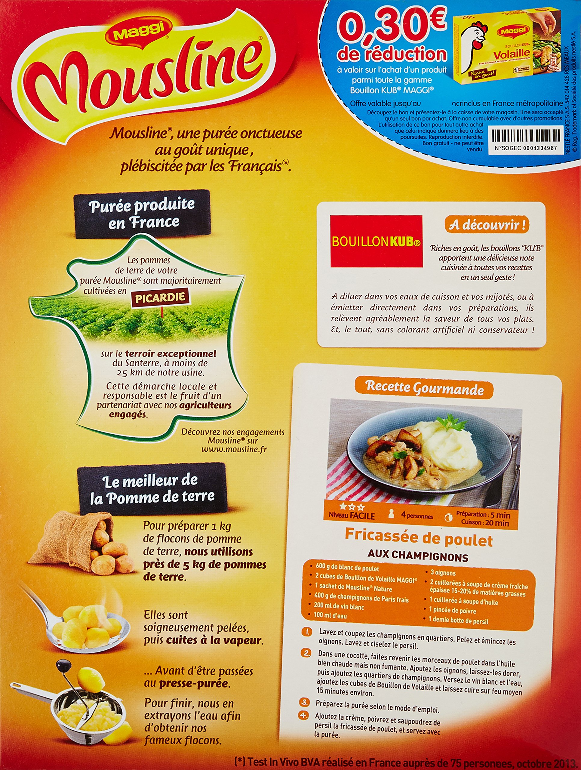 Maggi MOUSLINE Purée Nature (4 sachets pour 4 personnes) - Lot de 4