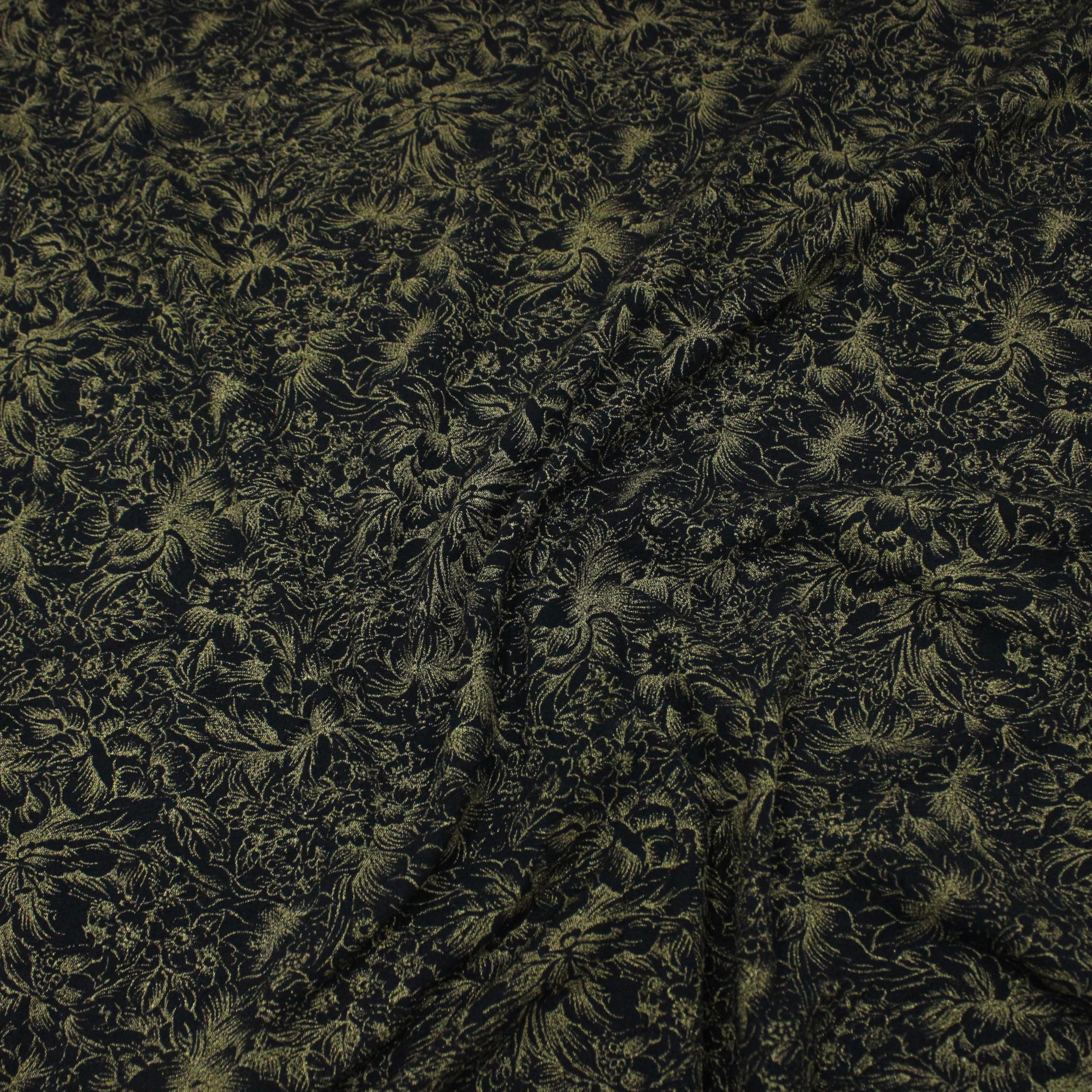 10 Metre Length Dress Fabric Bundle Soft Printed Lightweight Mesh Jersey Fabric 55" Wide for Tops Dressmaking Costumes (Black & Gold)