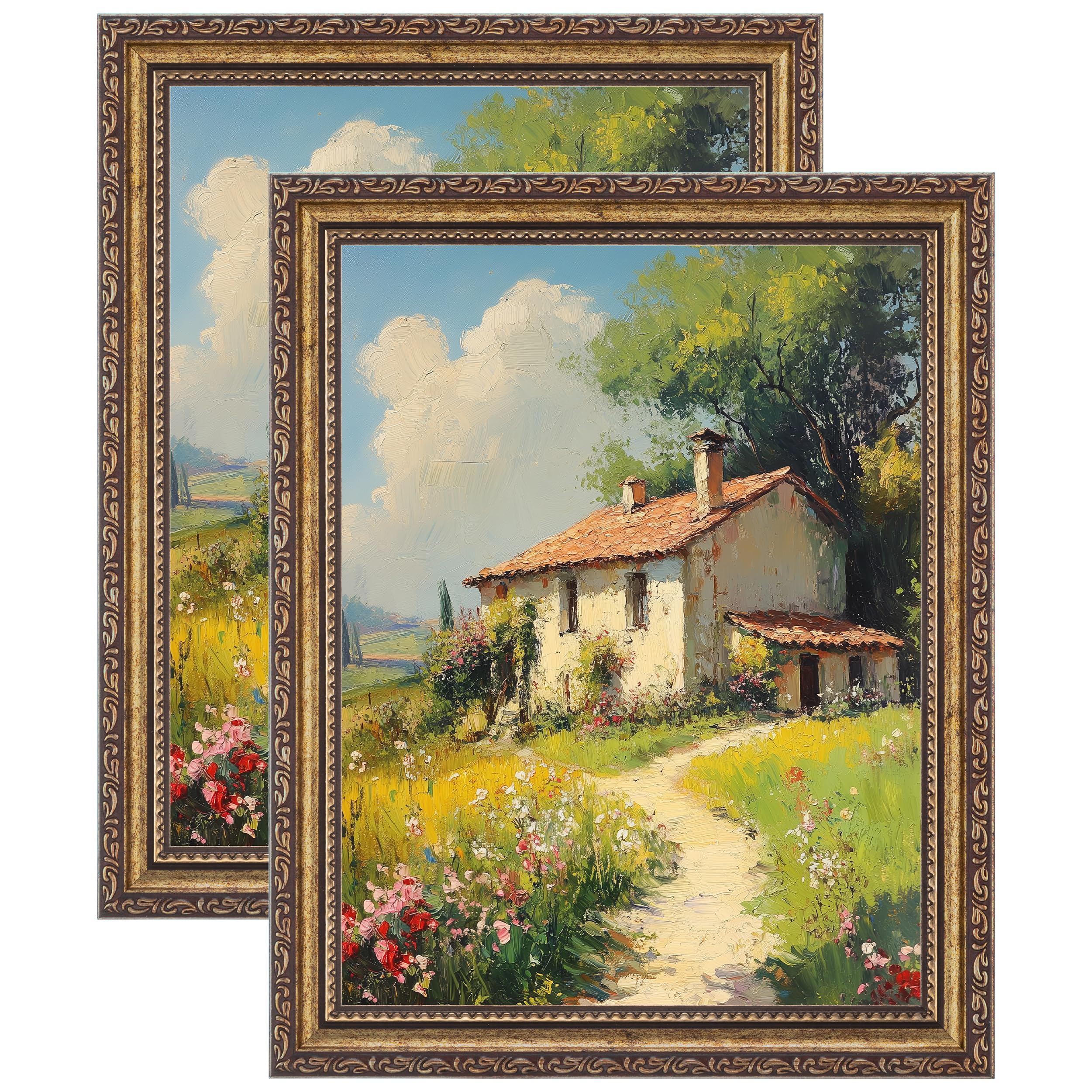 eletecpro 8.5x11 Vintage Picture Frame, Glass Cover, Bronze Gold, 2-Pack