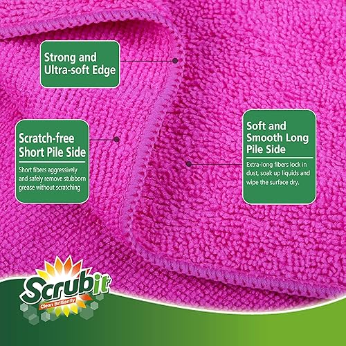 Miniatura 3 de SCRUBIT Paño de limpieza de microfibra sin pelusa para casa, cocina, automóviles, ventanas, paños de lavado ultra absorbentes y súper suaves