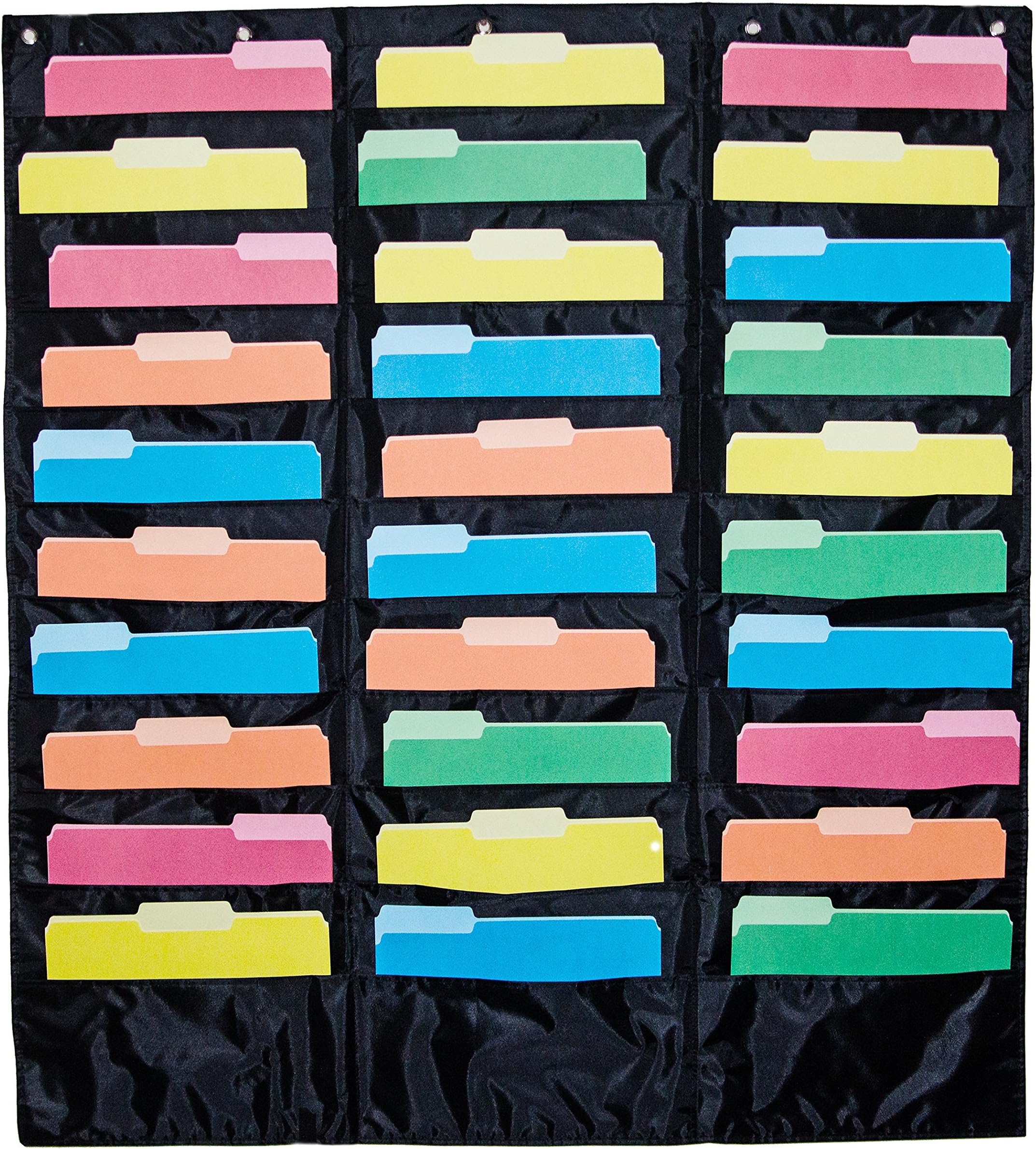 Heavy Duty Storage Chart with 30 Pockets, Hanging Wall File Organizer by ORAYQ - Organize Your Assignments, Files, Papers & More, The Perfect Pocket Chart for Classroom, Office, And Home (Black)