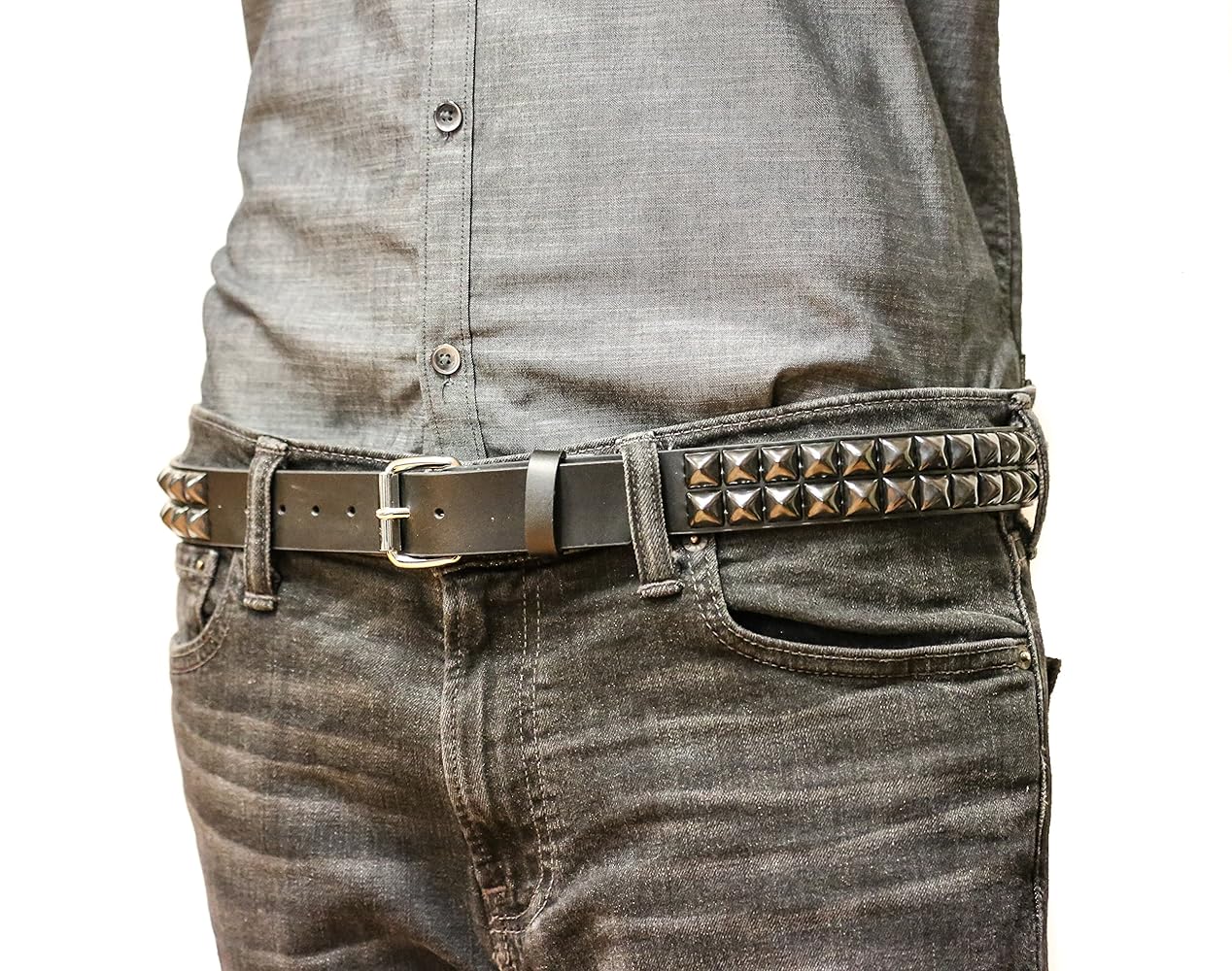 小物 pyramid studs belt made in USA 32 Amazon.com: LEATHER BELT WITH STUDS PYRAMID SILVER