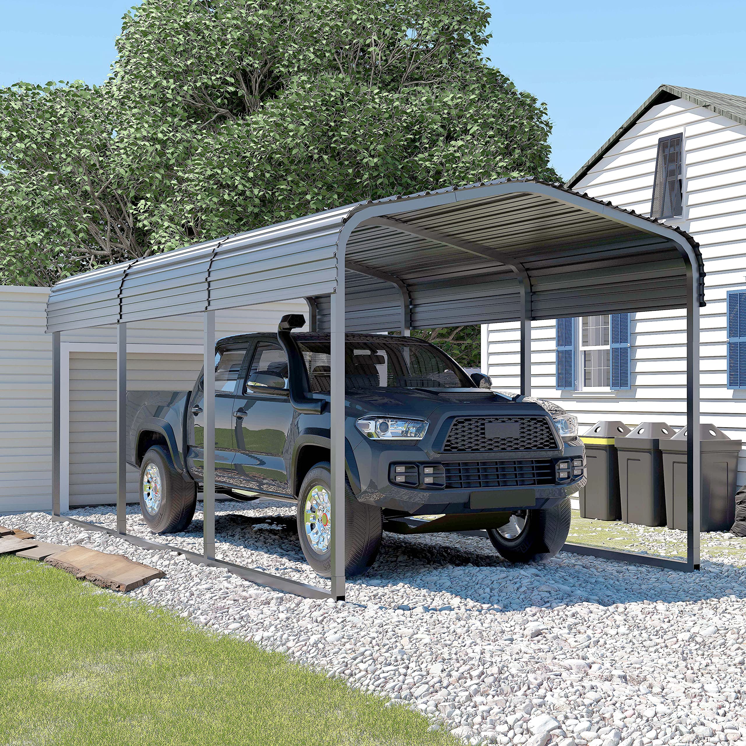 VEIKOU 10'x15' Carport, Heavy Duty Carport with Galvanized Steel Roof