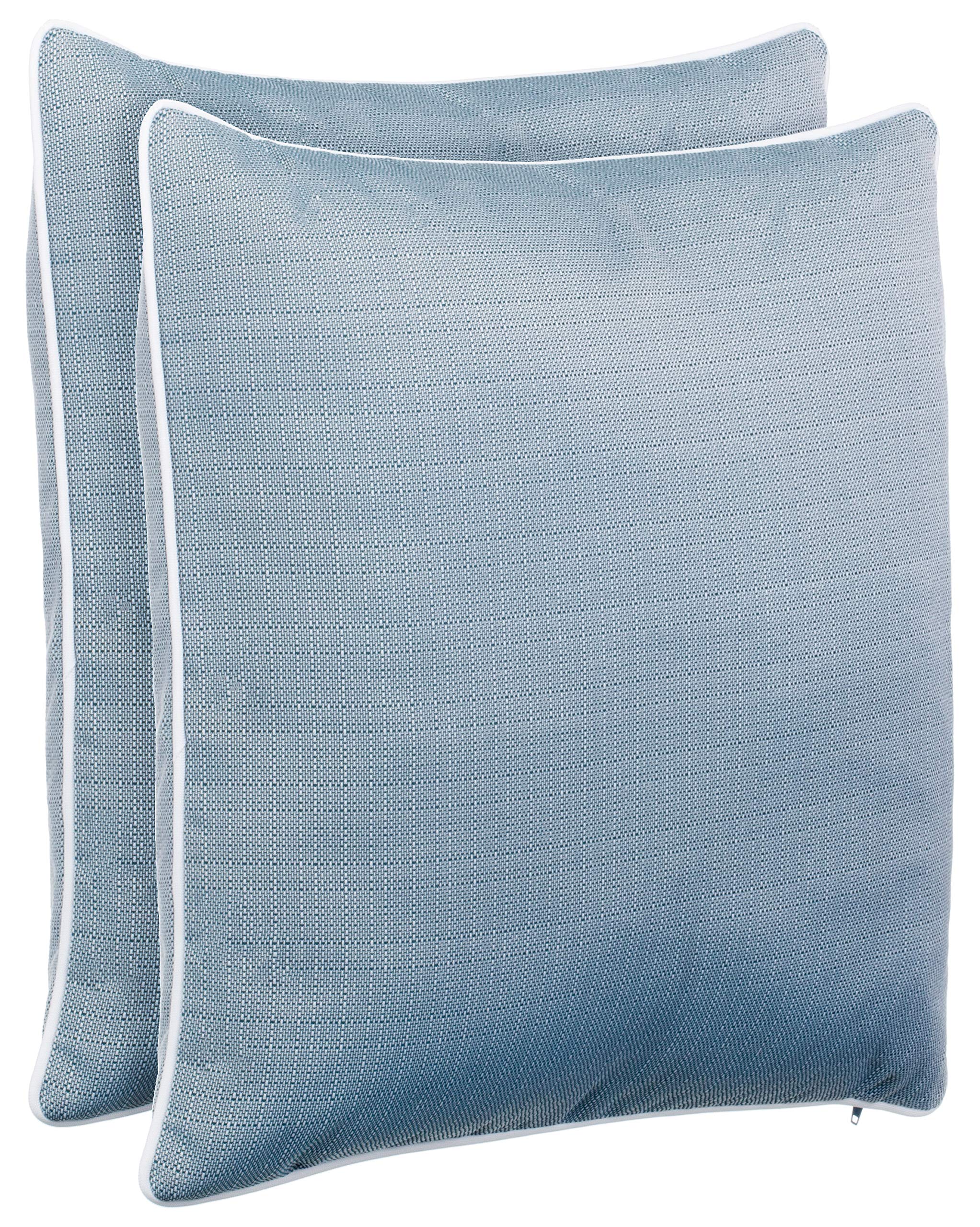 Coussins d'extérieur 45x45 cm Imperméables Lin Passepoil Bleu Lot de 2