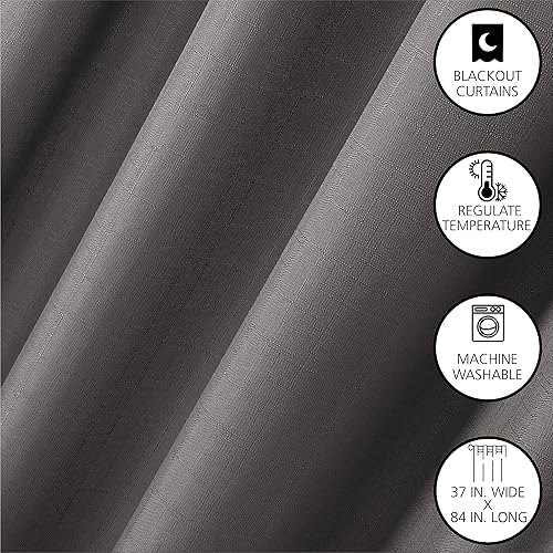 Miniatura 4 de Dearfoams Juego de 2 cortinas opacas de eficiencia energética, 37 x 84 pulgadas, color carbón