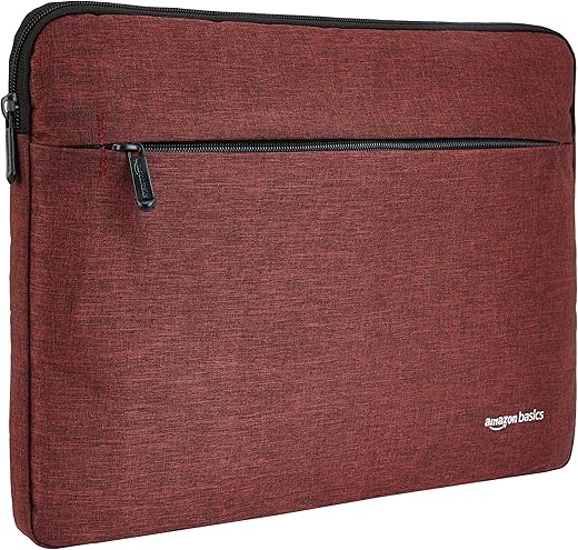 Amazon Basics Laptop Sleeve with Front Pocket, 15″, Maroon
