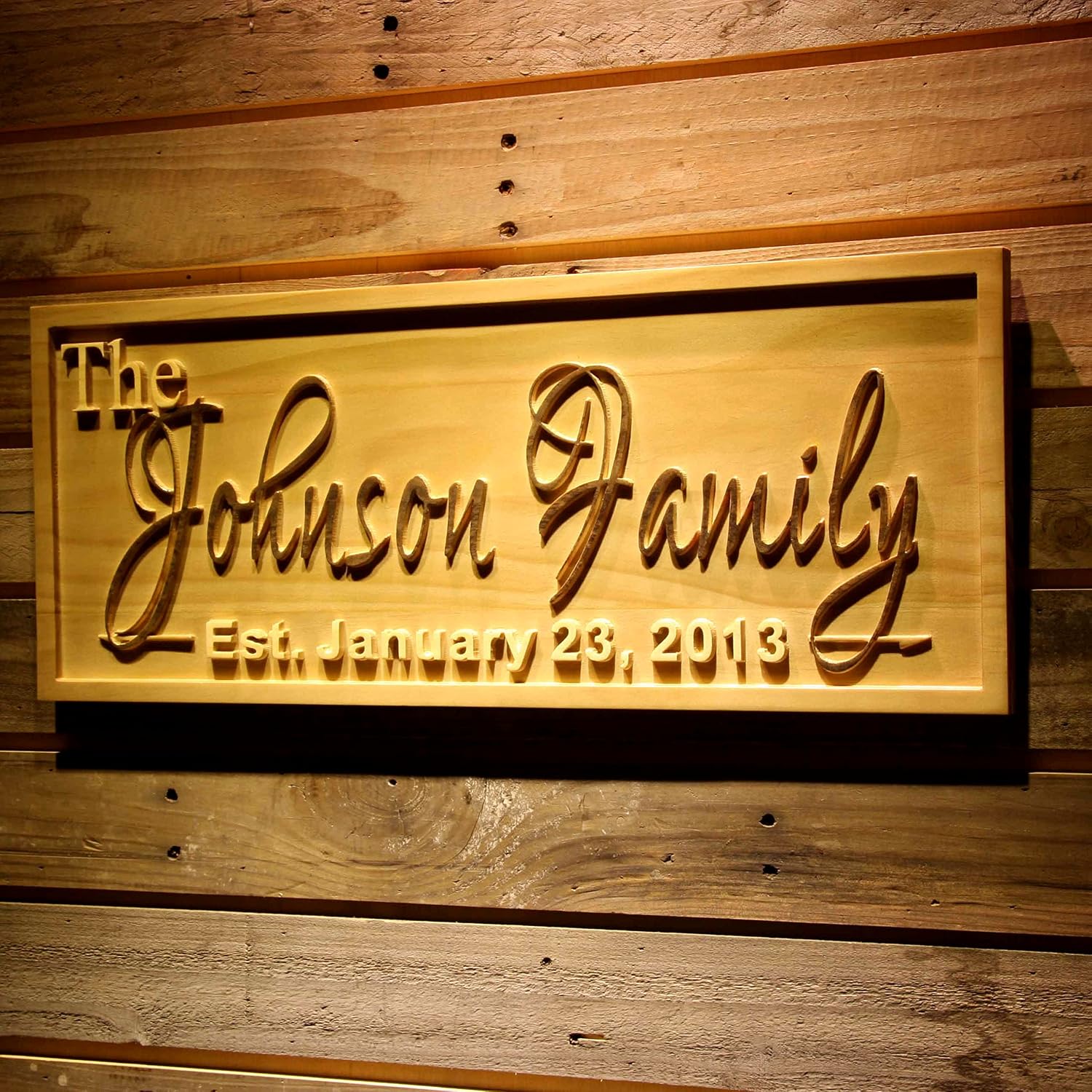 ADVPRO wpa0315 Personalized Custom Wedding Anniversary Family Sign Script Surname Last First Name Heart Home Décor Housewarming 5 Year wood Anniversary Wooden Signs - Medium 18.25 x 7.25
