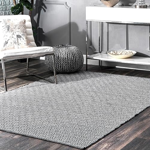 nuLOOM Lorretta Tapete de área tejido a mano, Algodón, Negro