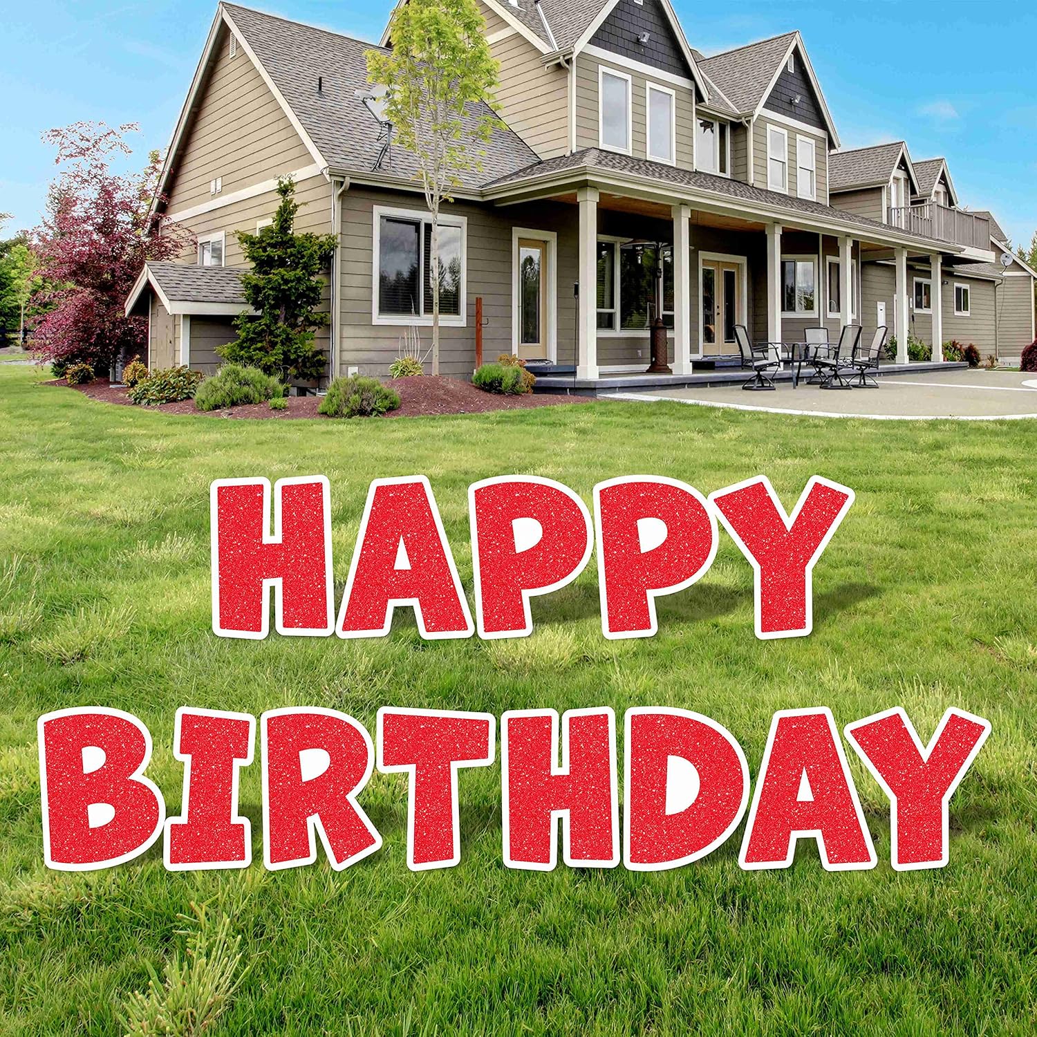 Happy Birthday Yard Sign | Lawn Signs | Outdoor Lawn Decorations | Ornaments | 16 Inch Letters with 15 Inch H-Stakes (Gold) : Patio, Lawn & Garden