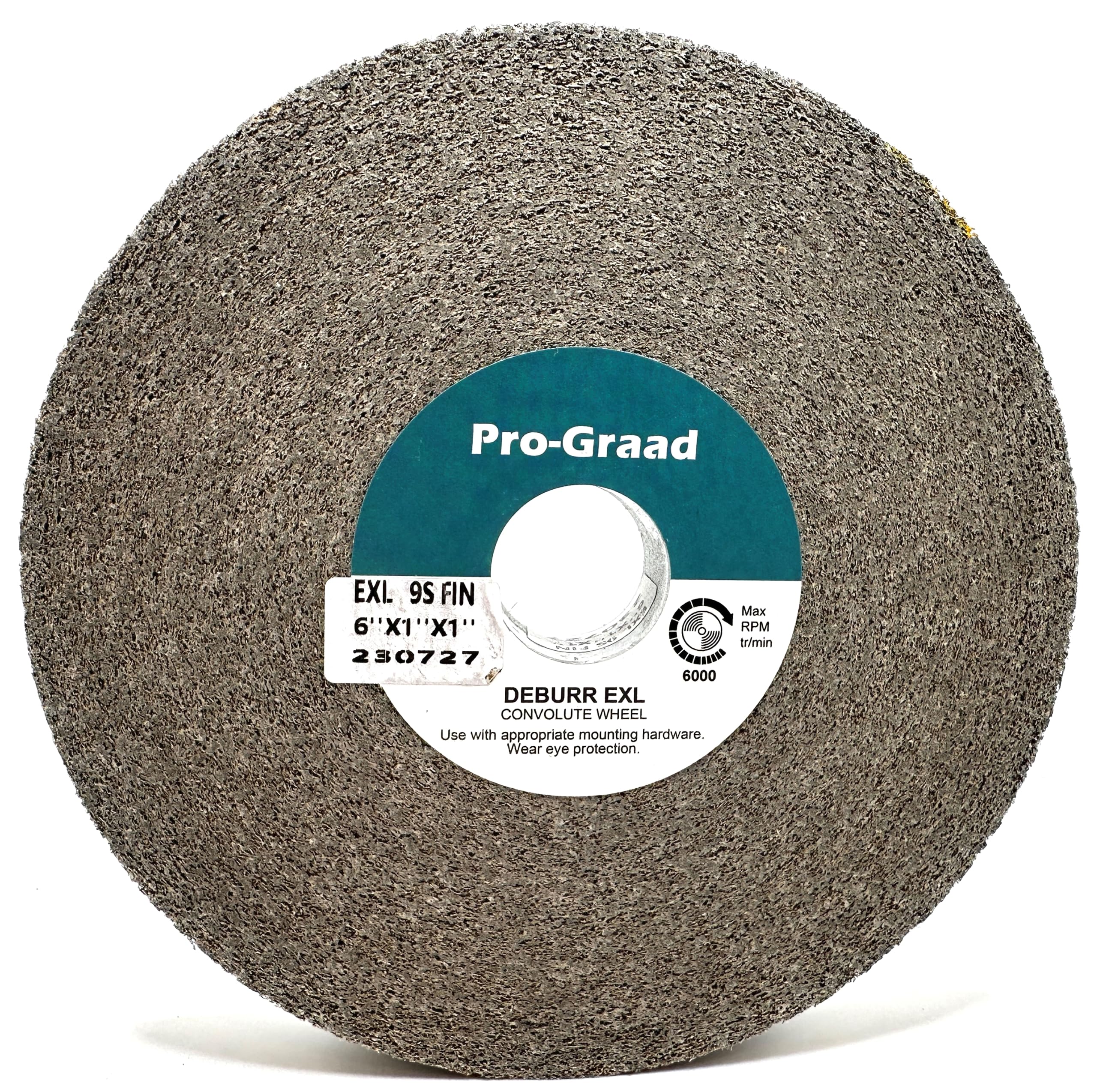 Pro-Graad EXL Deburring Wheel - 6" x 1" x 1" 9S Fine Grit - Silicon Carbide - Metal Deburring, Finishing and Polishing Wheel - Convolute - 05132 - (1