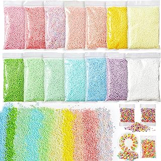 Pastel Foam Balls for Slime, 18 Pack 0.09-0.14 inch Balls Mini Small Ass...