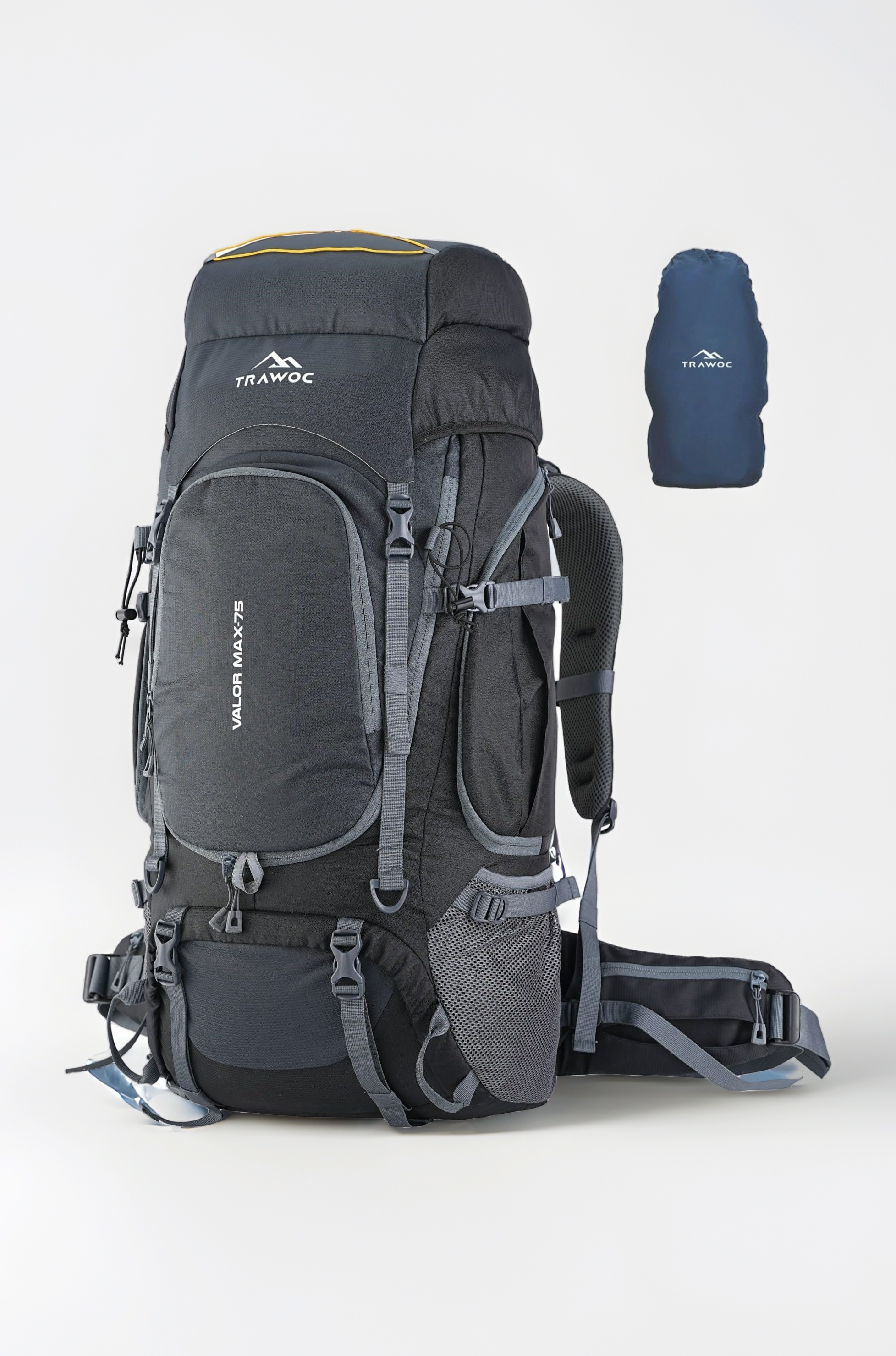 VALOR MAX 75 Ltr Travel Backpack Camping Hiking Trekking Bag Rucksack for Men & Women with Rain Cover/Shoe Compartment, Grey, 3 Year Warranty