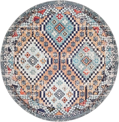 Vista 210 de Safavieh Madison Collection MAD418F - Alfombra de área con diamantes, Polipropileno, Azul Oscuro/Amarillo